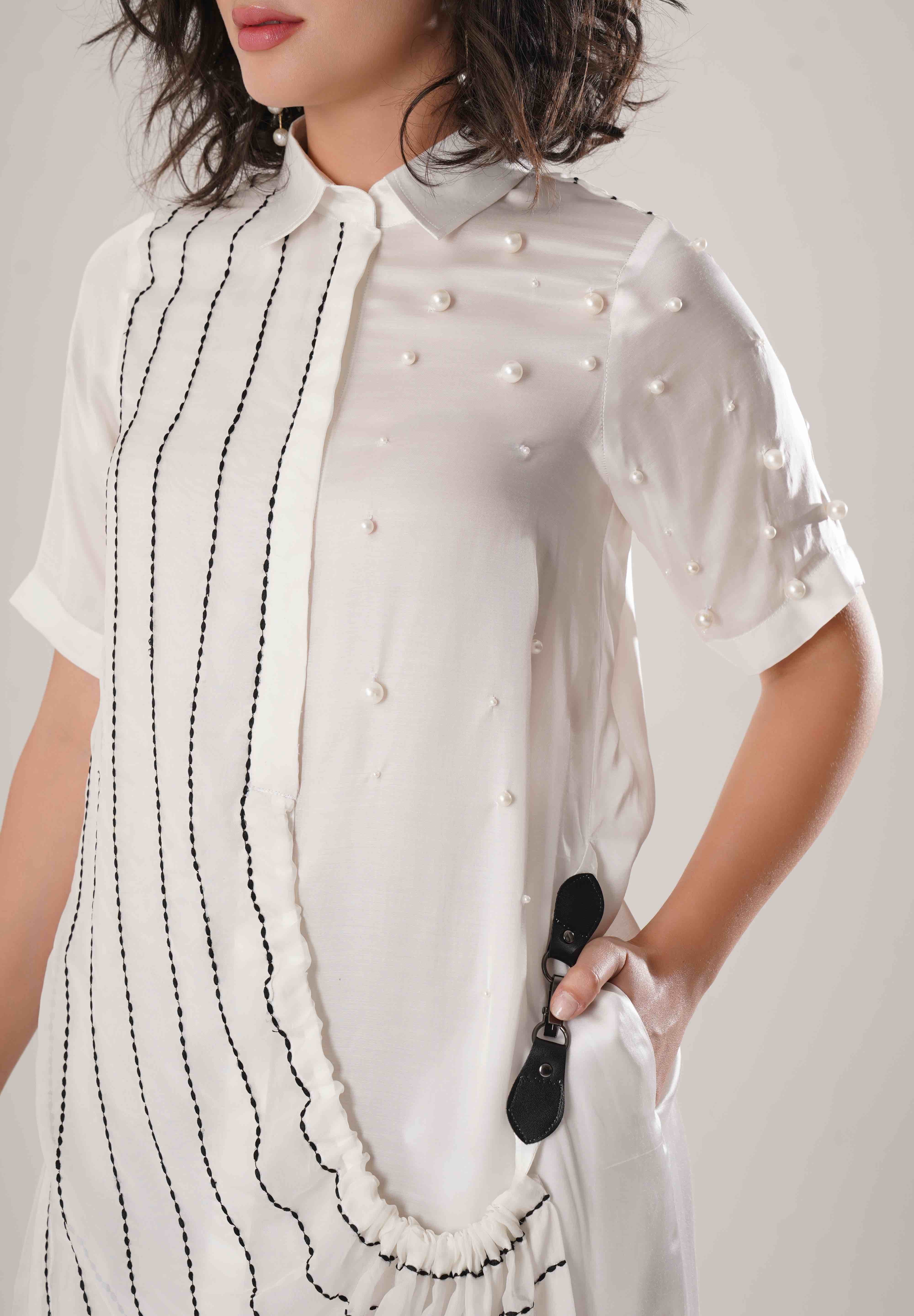 White Buckle Wrap Dress