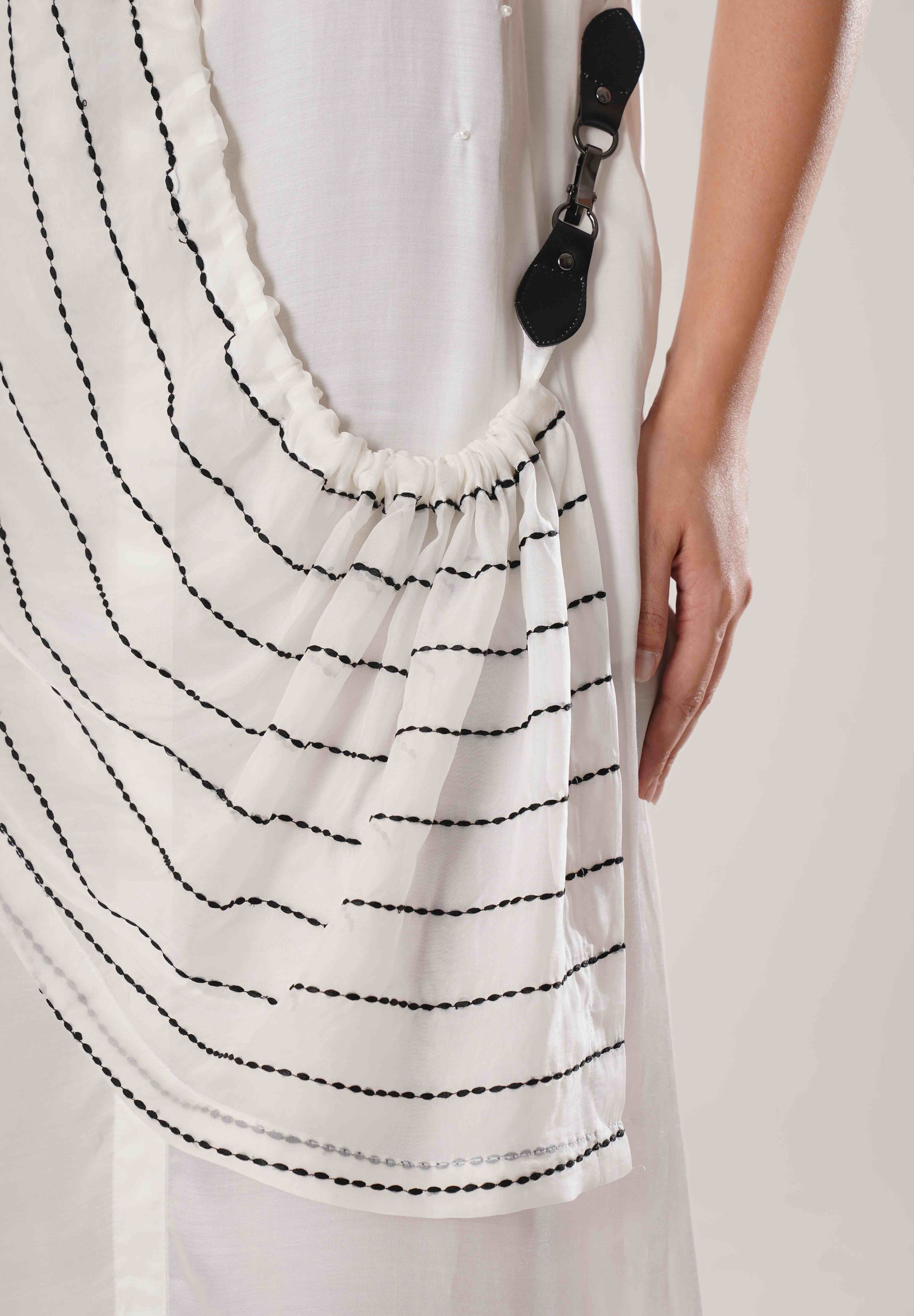 White Buckle Wrap Dress