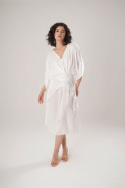 White Kaftan Tie Up Dress