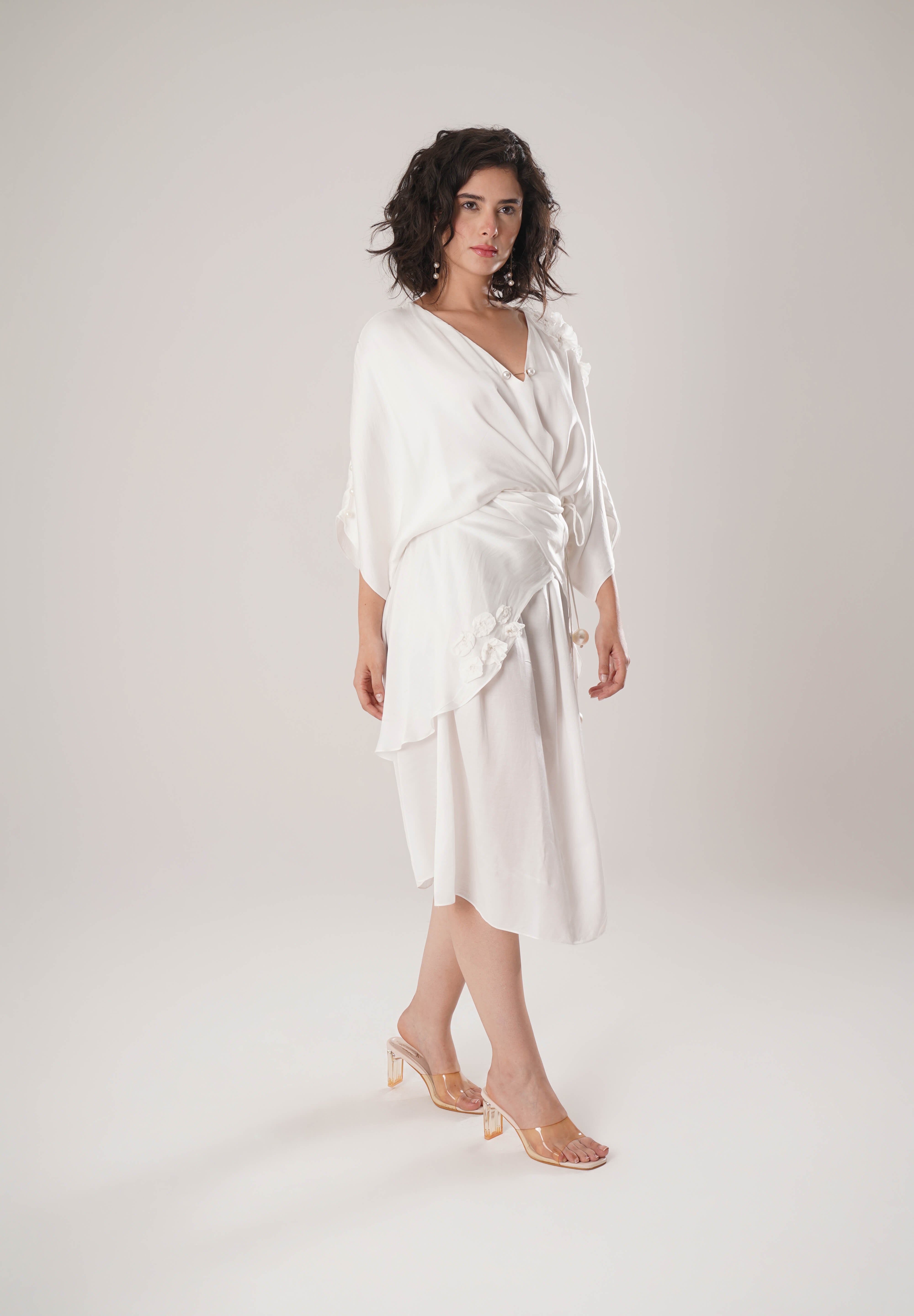 White Kaftan Tie Up Dress