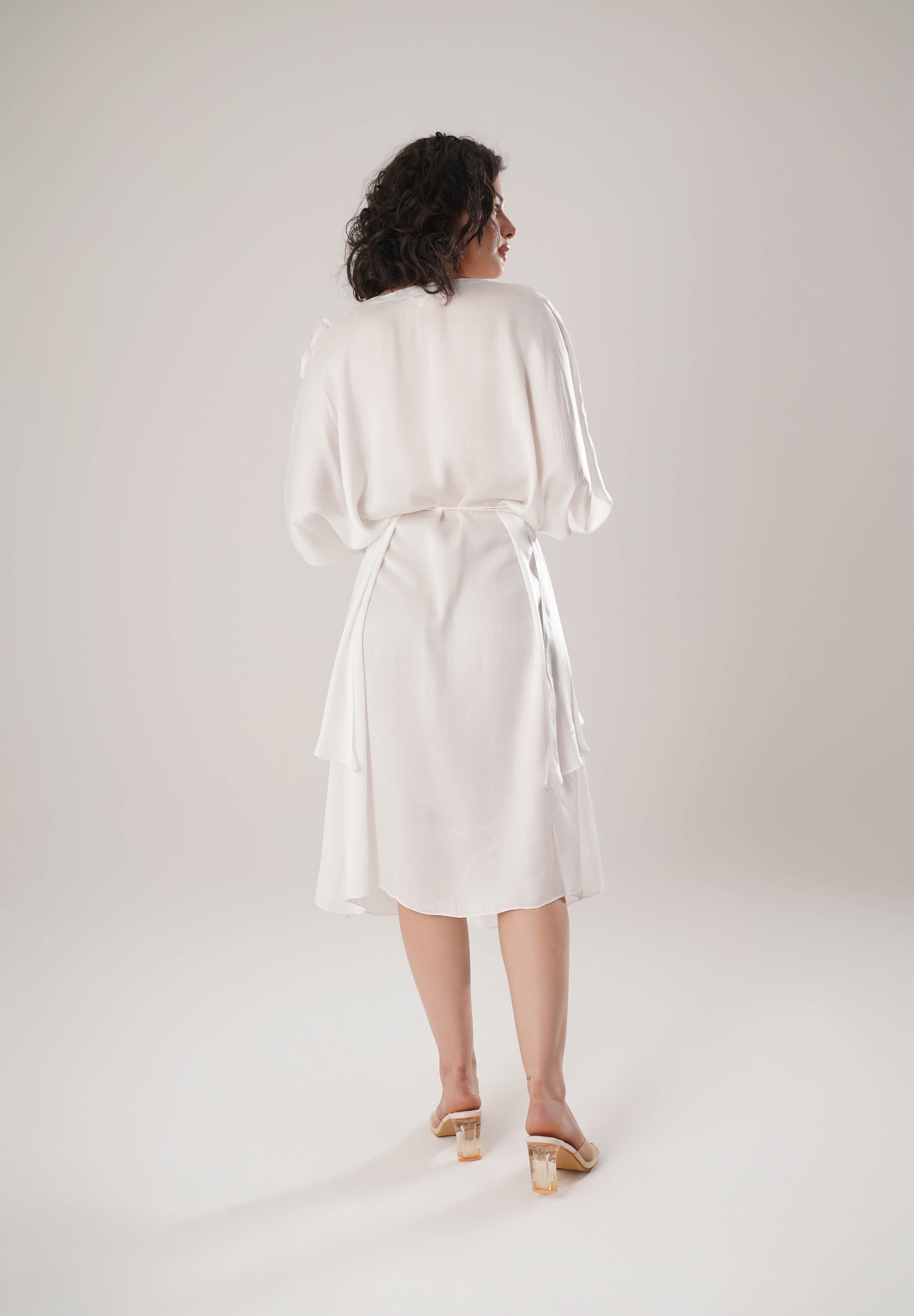 White Kaftan Tie Up Dress