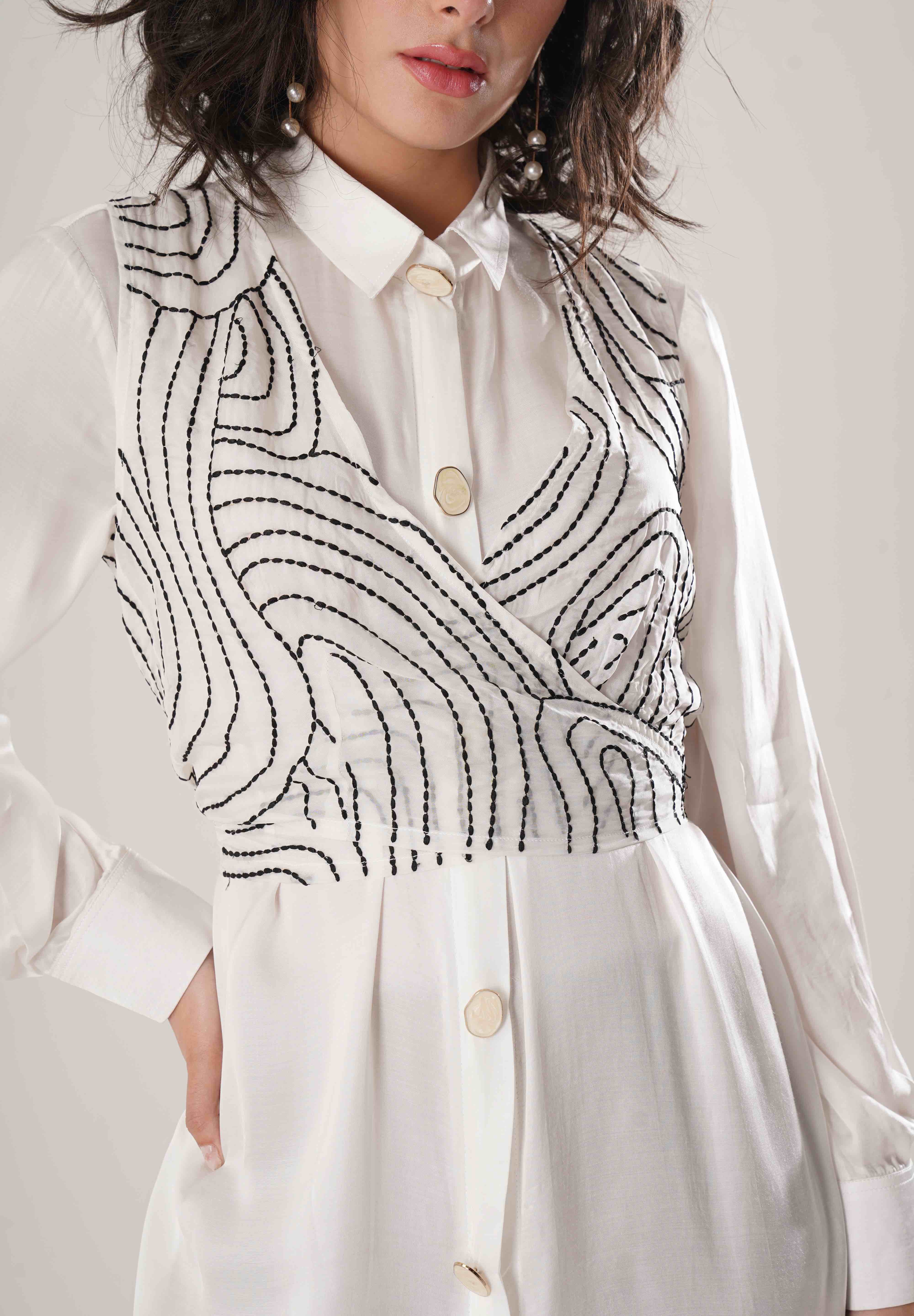 White Long Shirt Set