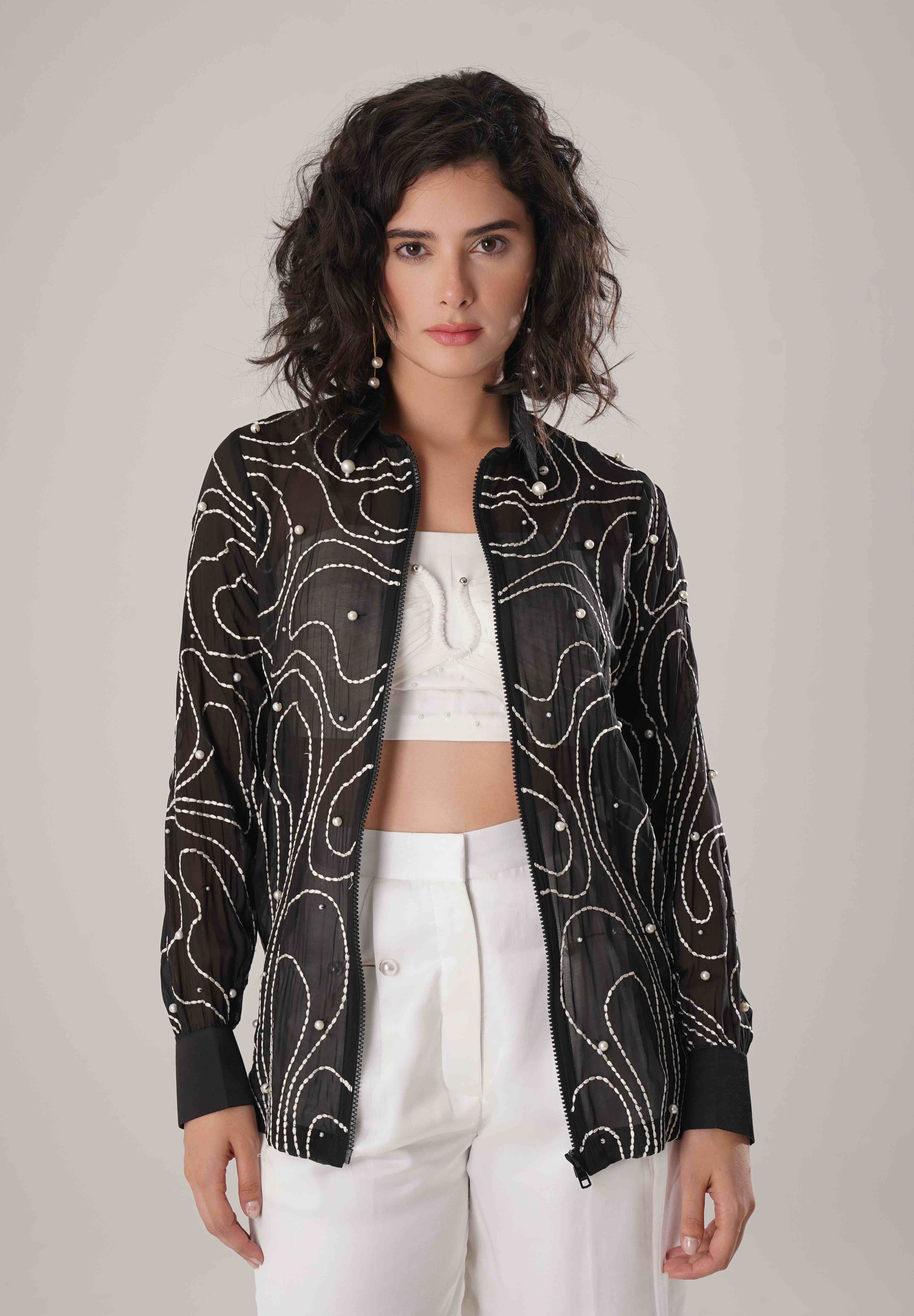 Black Embroidered Shirt