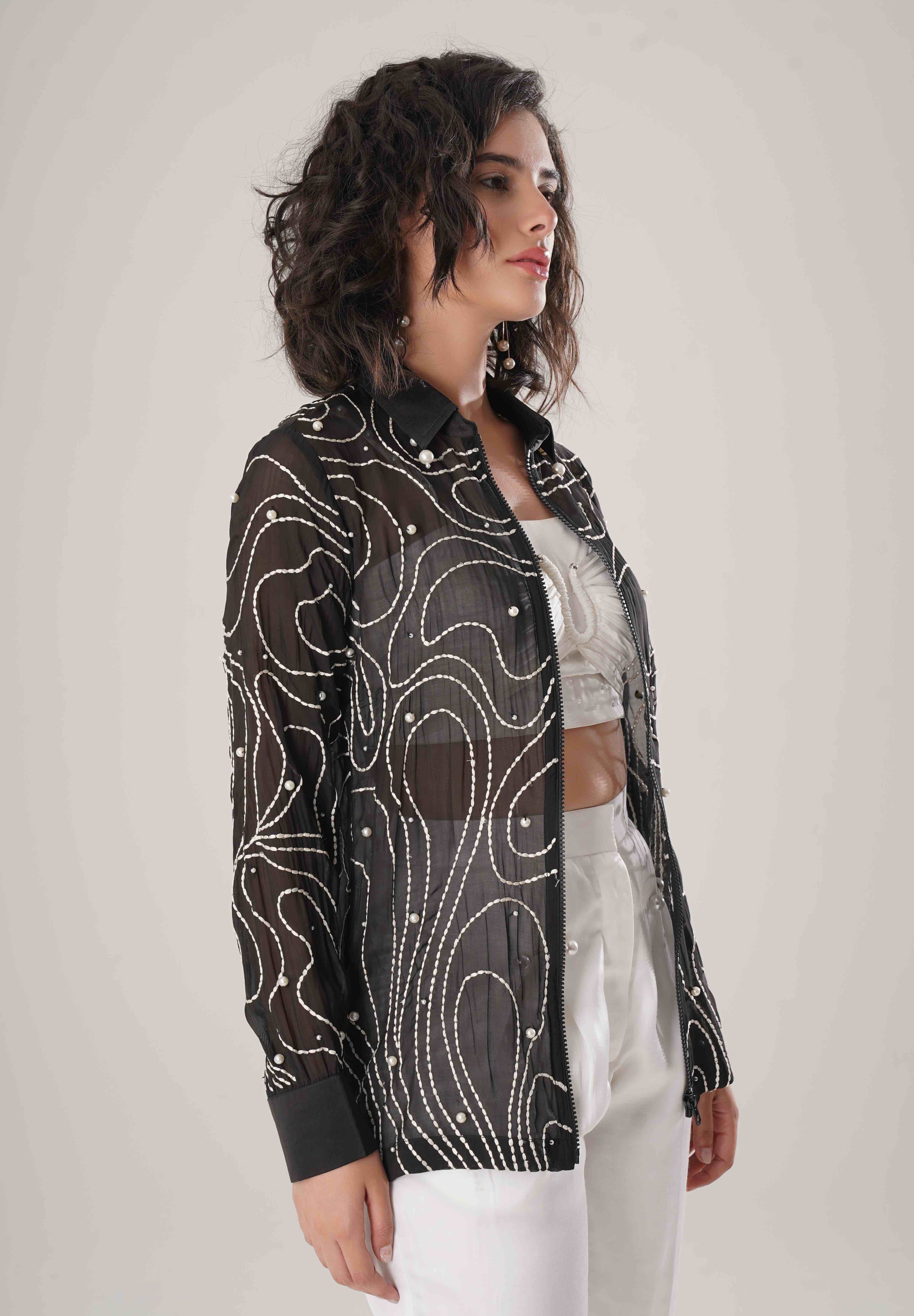 Black Embroidered Shirt