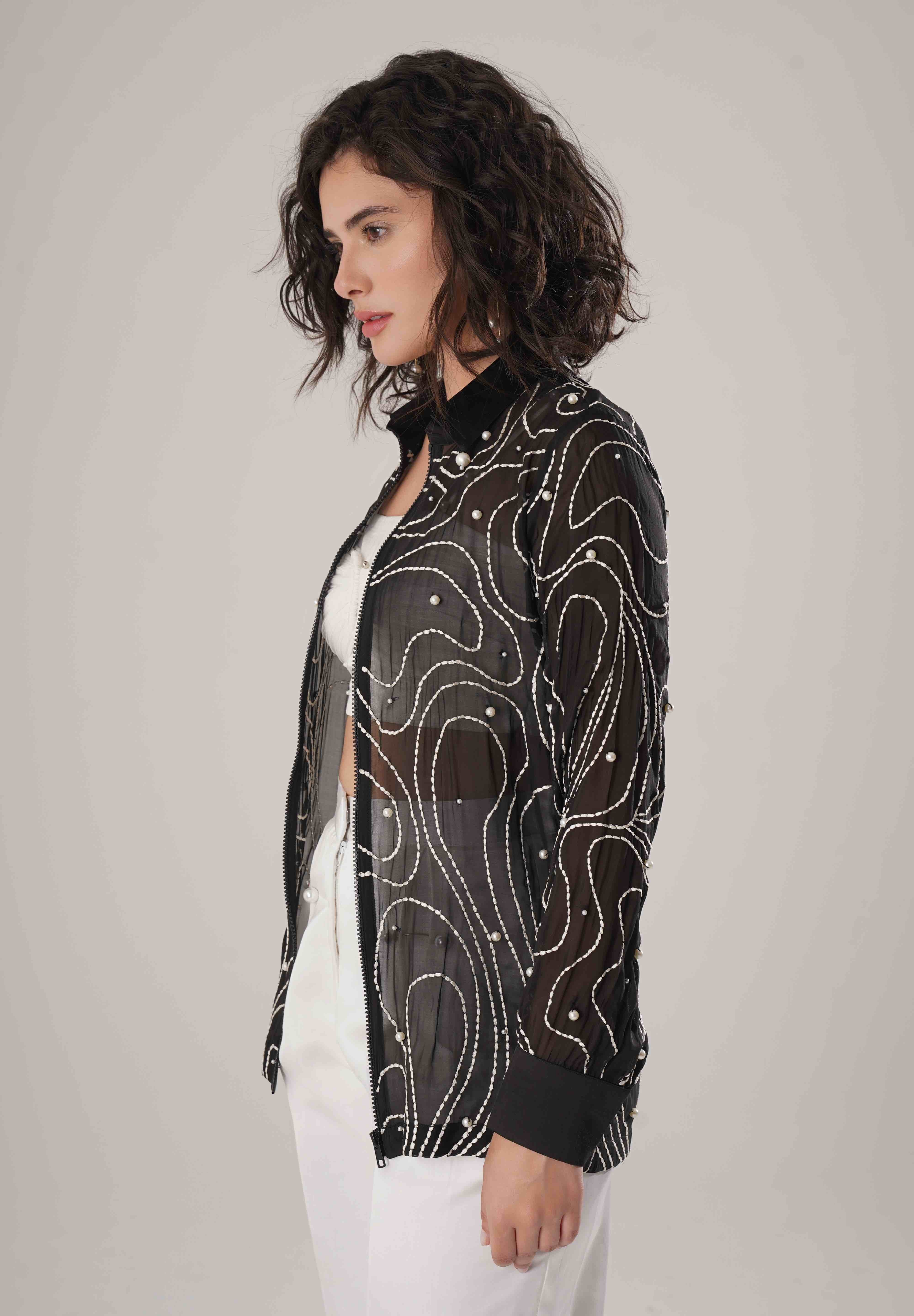 Black Embroidered Shirt