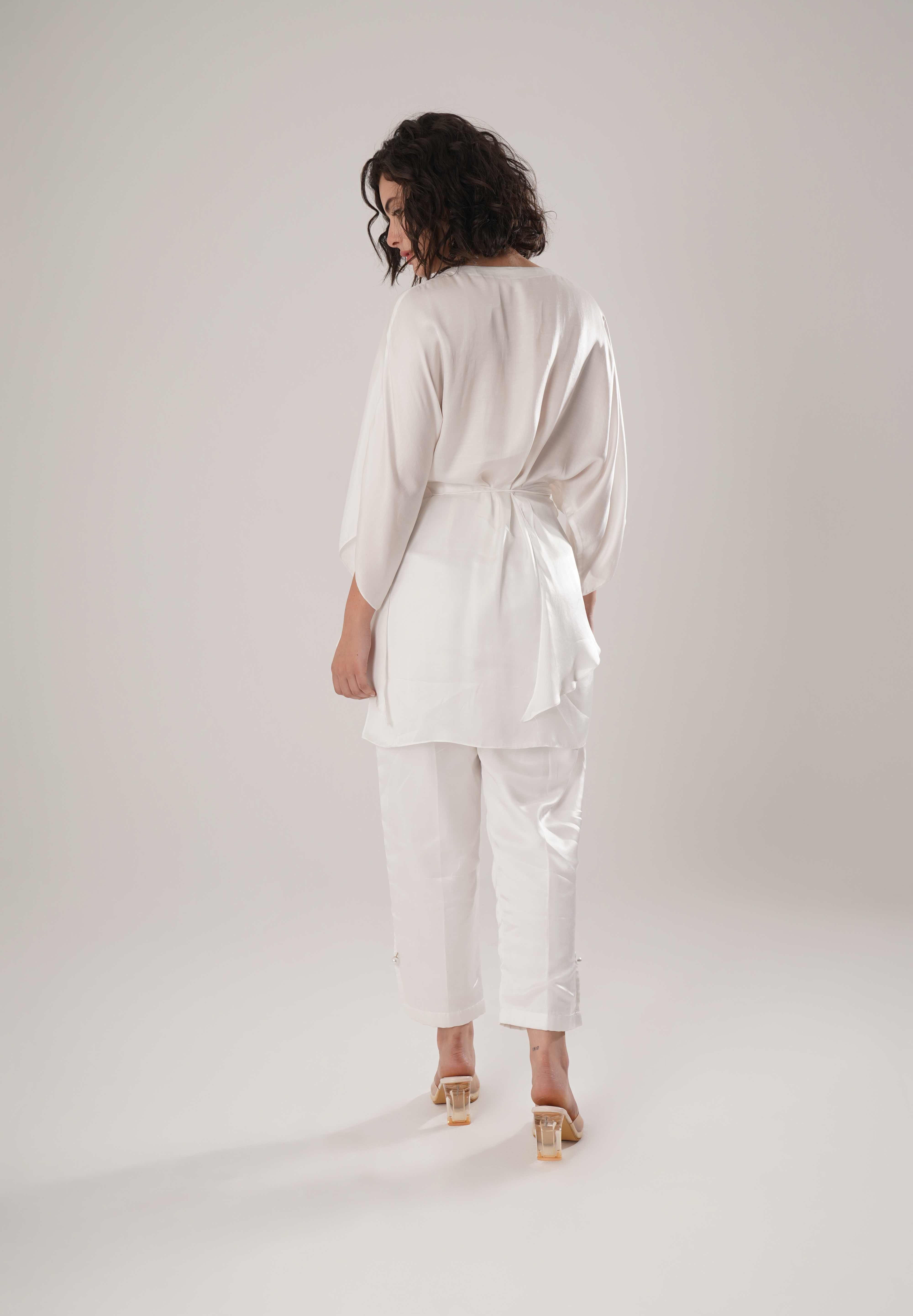 White Kaftan Tie Up Top