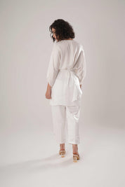 White Kaftan Tie Up Set