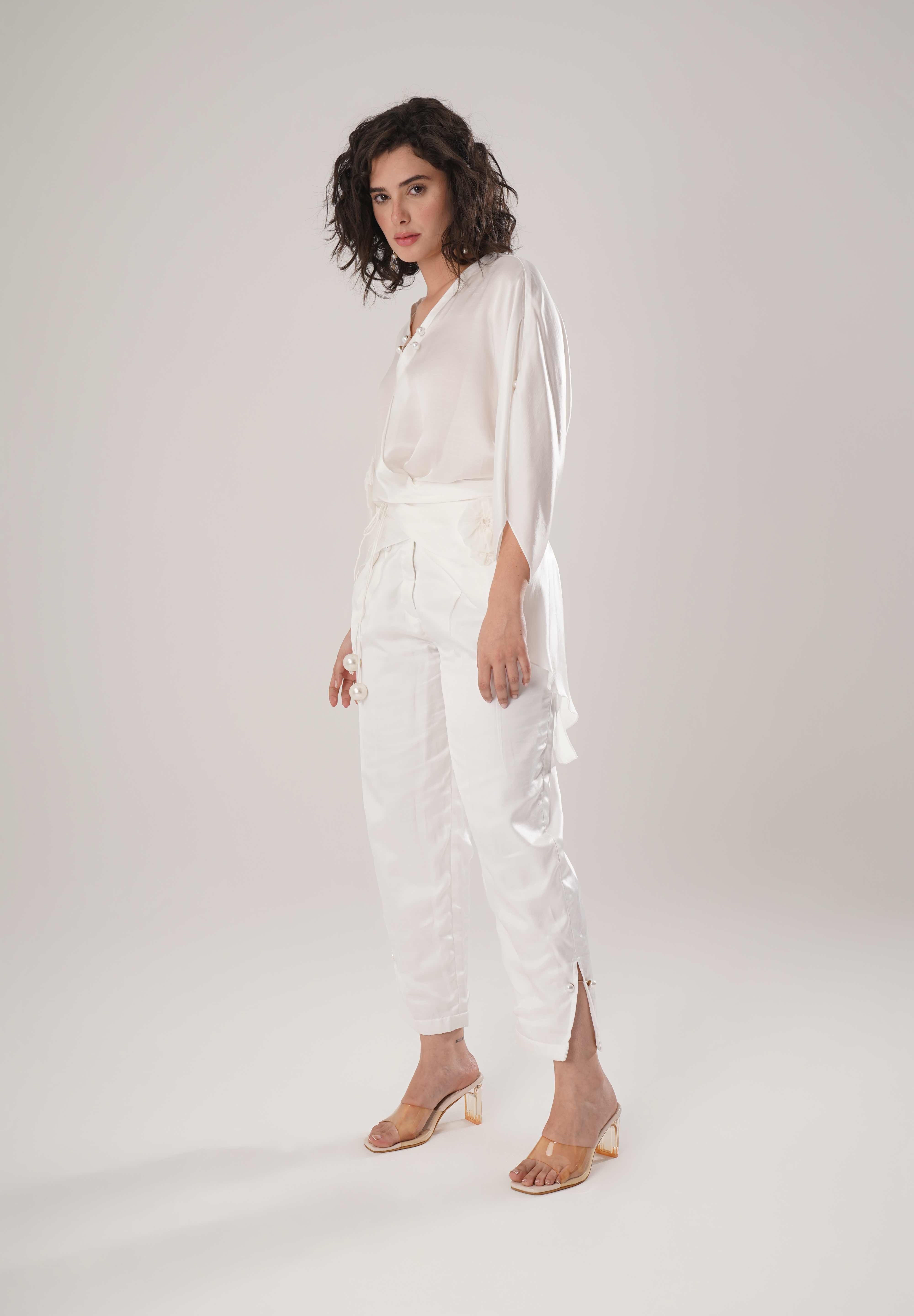 White Kaftan Tie Up Set