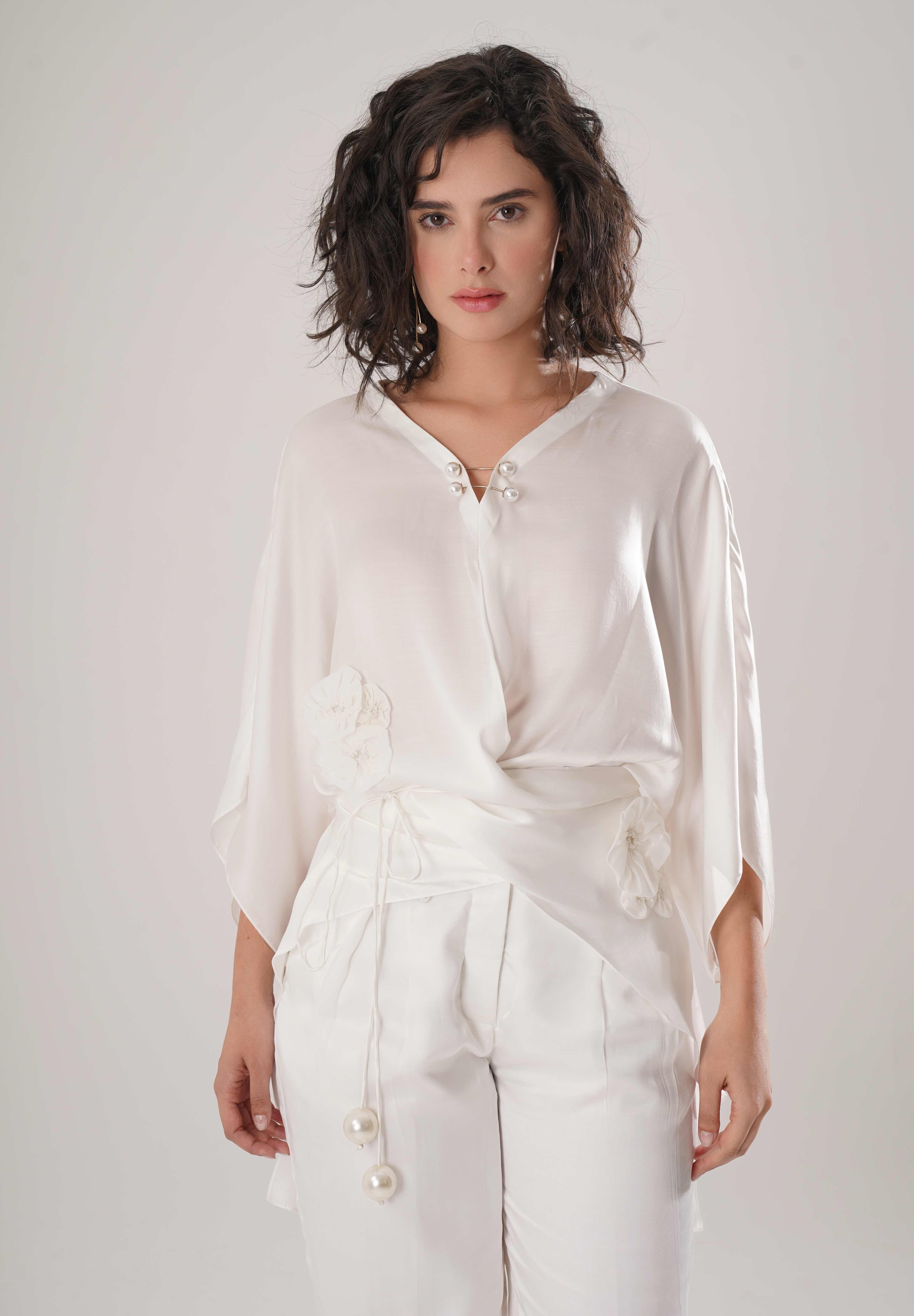 White Kaftan Tie Up Set