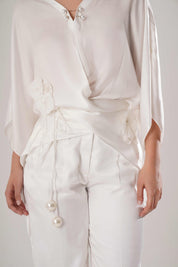 White Kaftan Tie Up Top