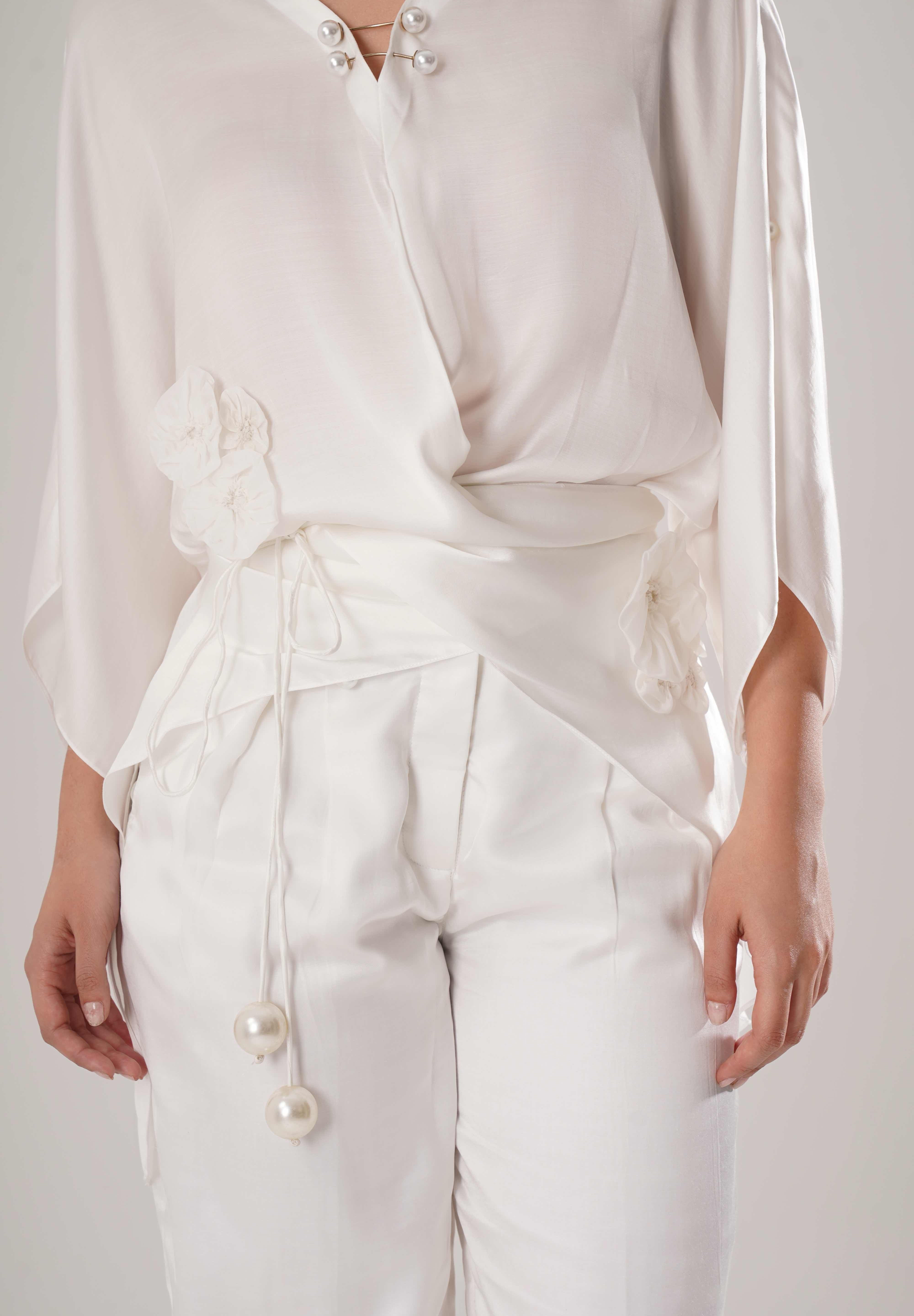 White Kaftan Tie Up Top
