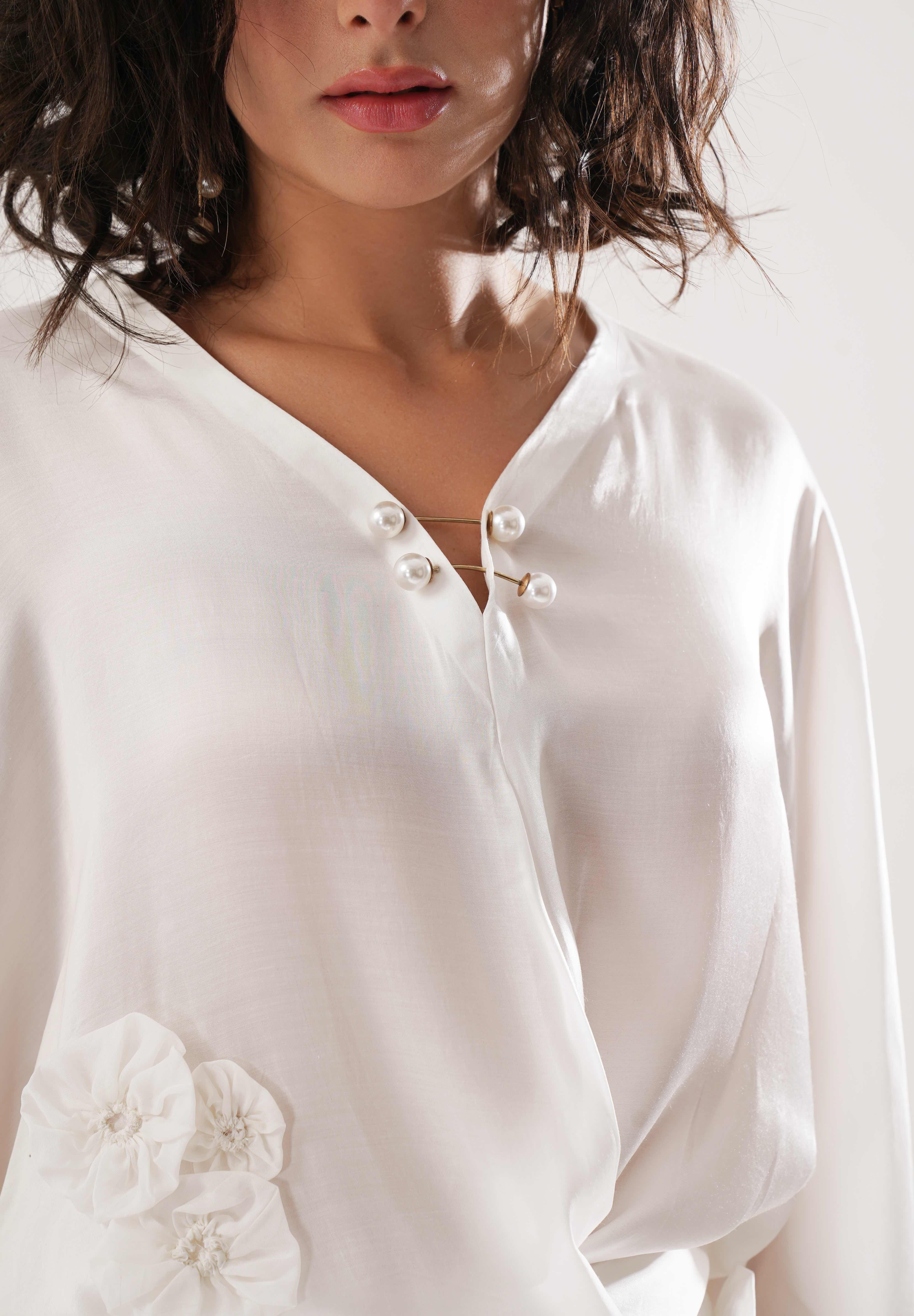 White Kaftan Tie Up Top