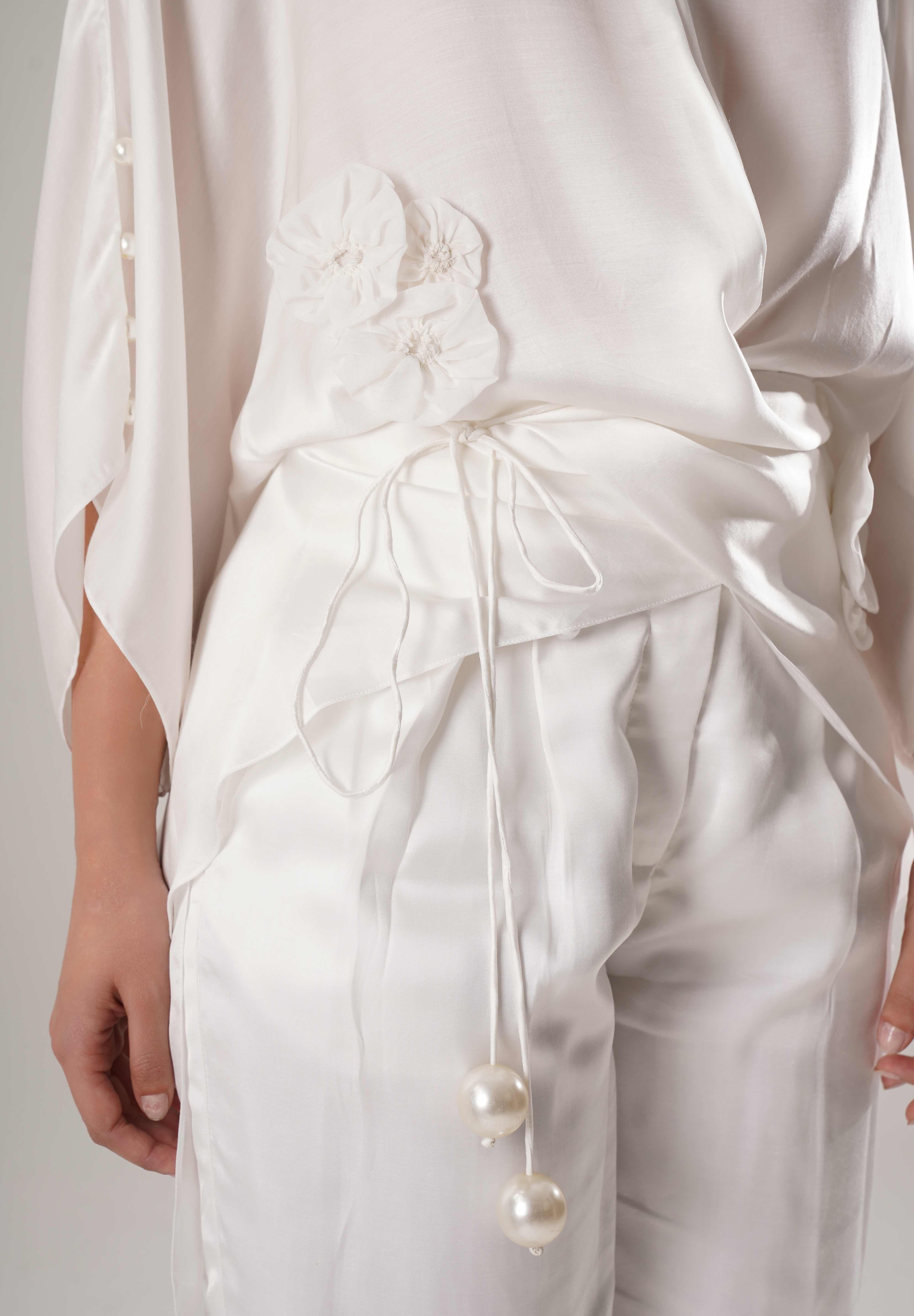 White Kaftan Tie Up Set