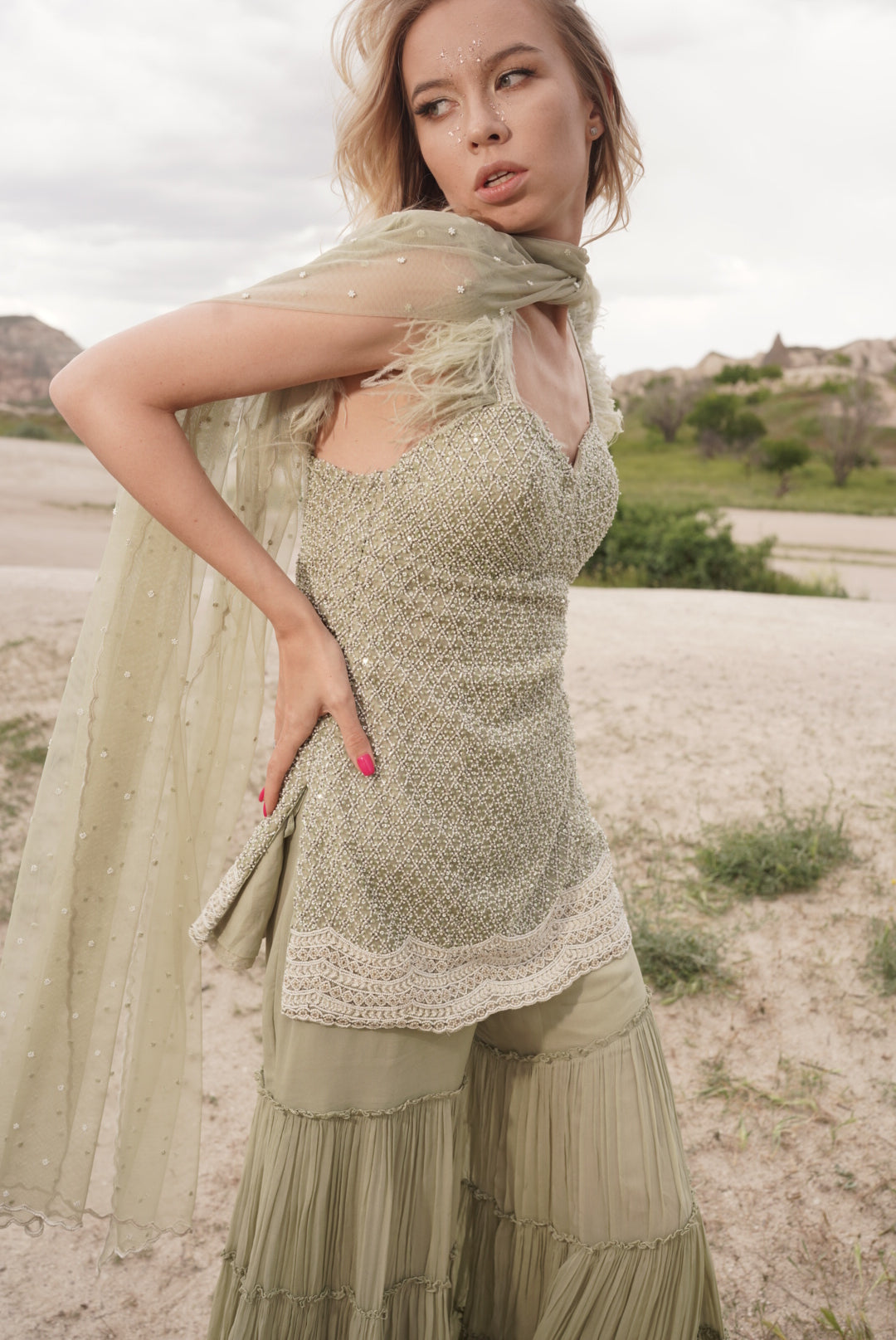 Mint Green Sharara Set