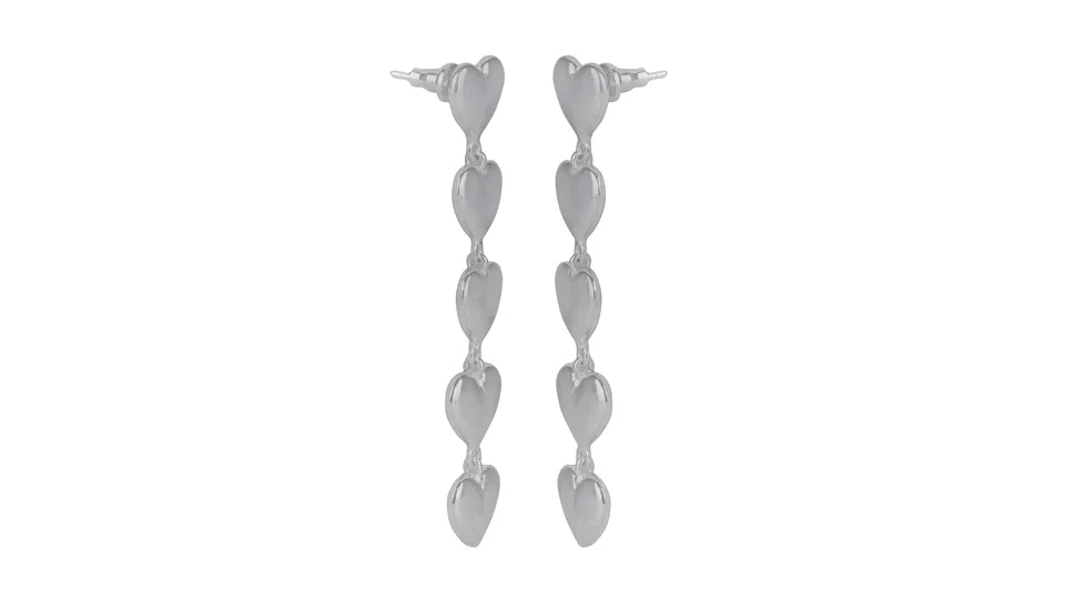 Hearty Layered Earrings Silver