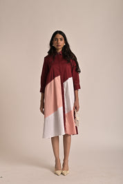 Diagonal Illusion Shirt Dress
