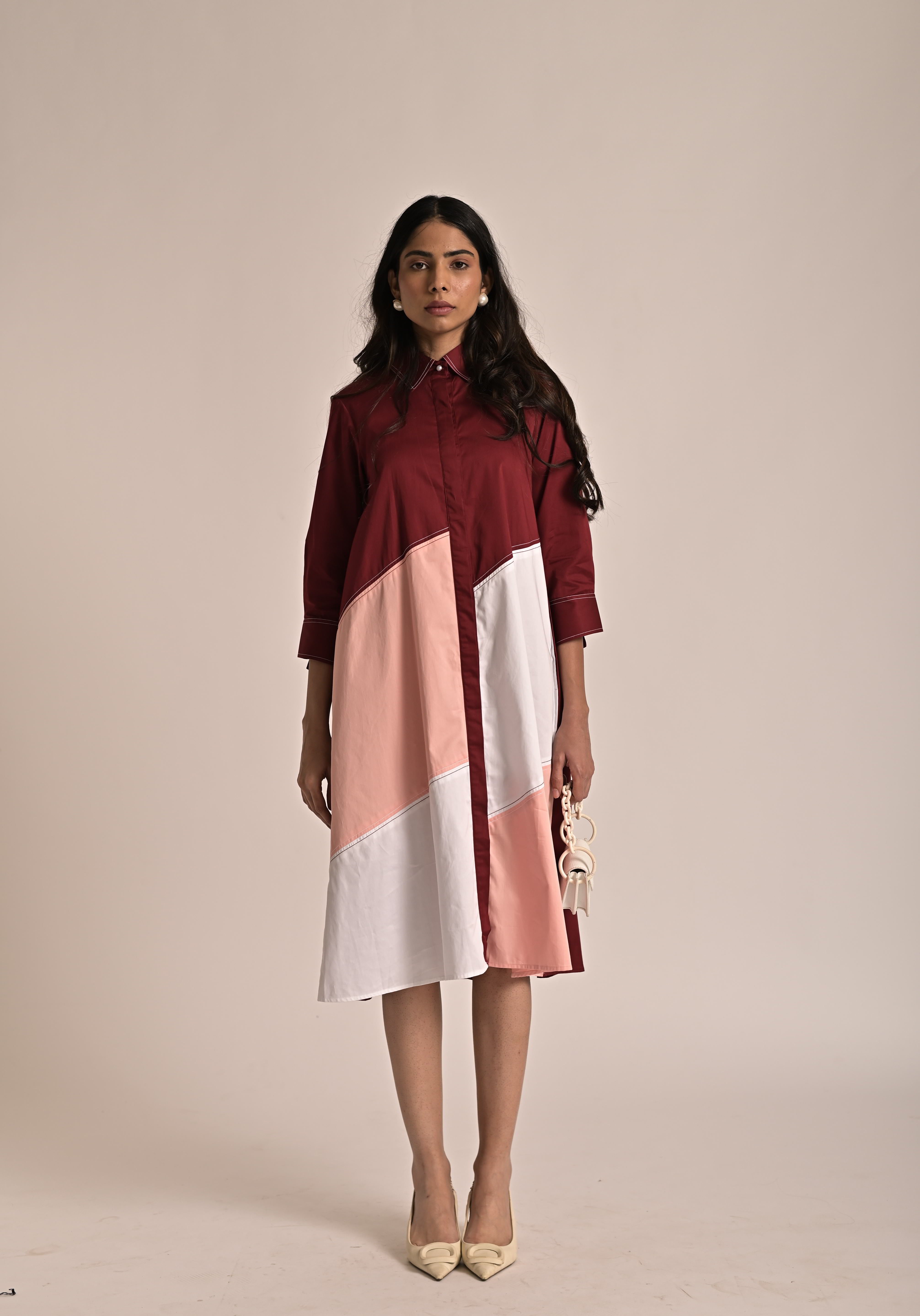 Diagonal Illusion Shirt Dress