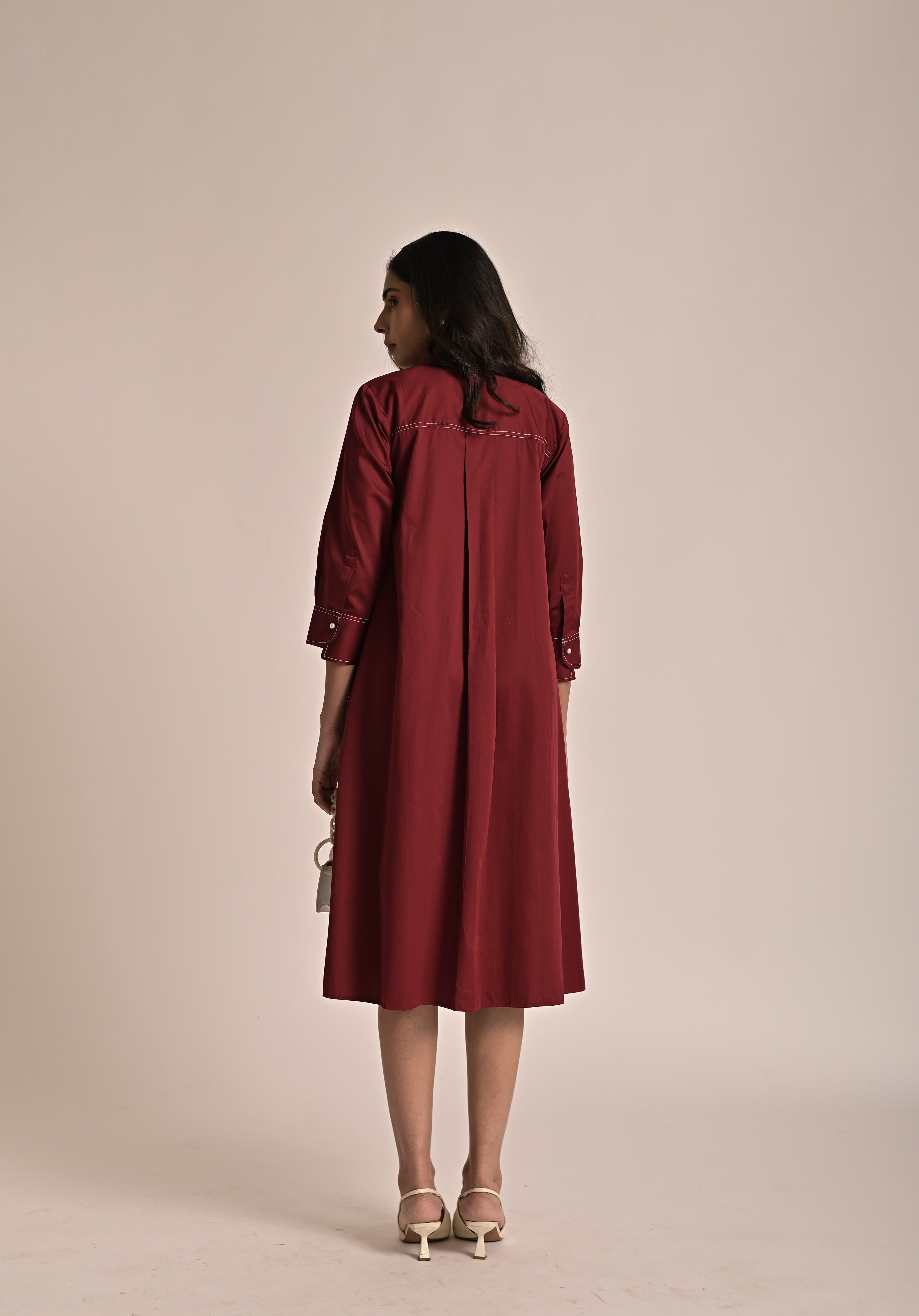 Diagonal Illusion Shirt Dress