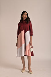 Diagonal Illusion Shirt Dress