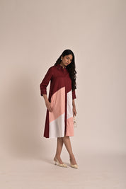 Diagonal Illusion Shirt Dress