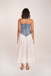 Denim Scallop Midi Dress
