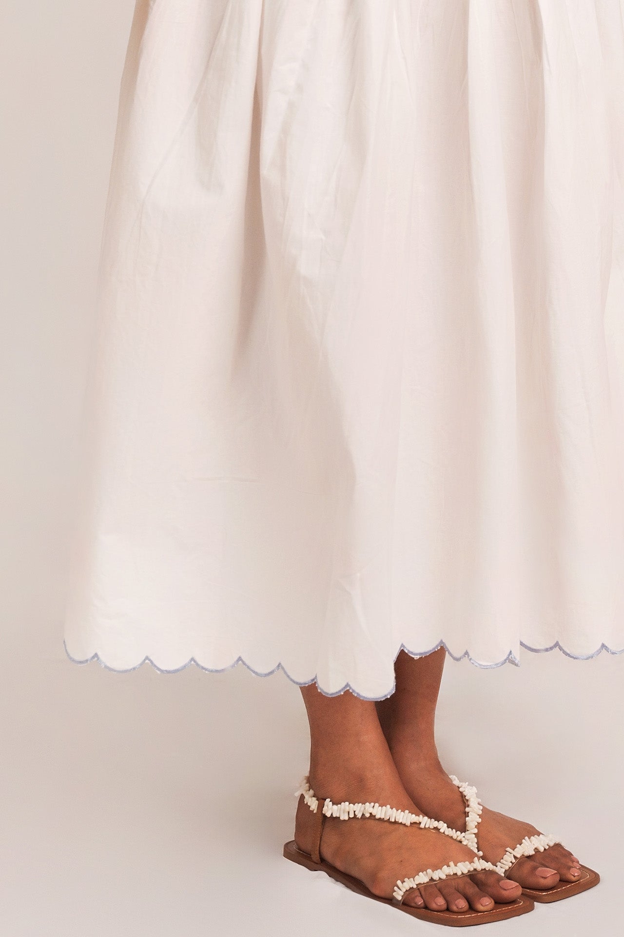 Denim Scallop Midi Dress