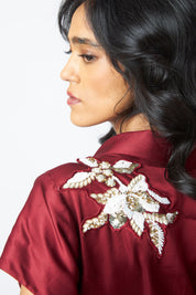 Ravena Floral Broach Long Wrap Dress