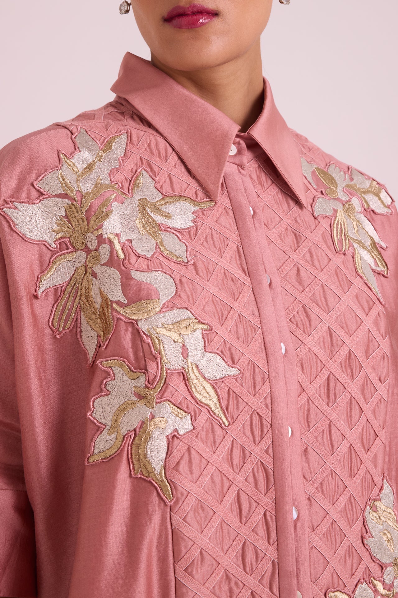 Old Rose Mimi Framed Shirt Dress