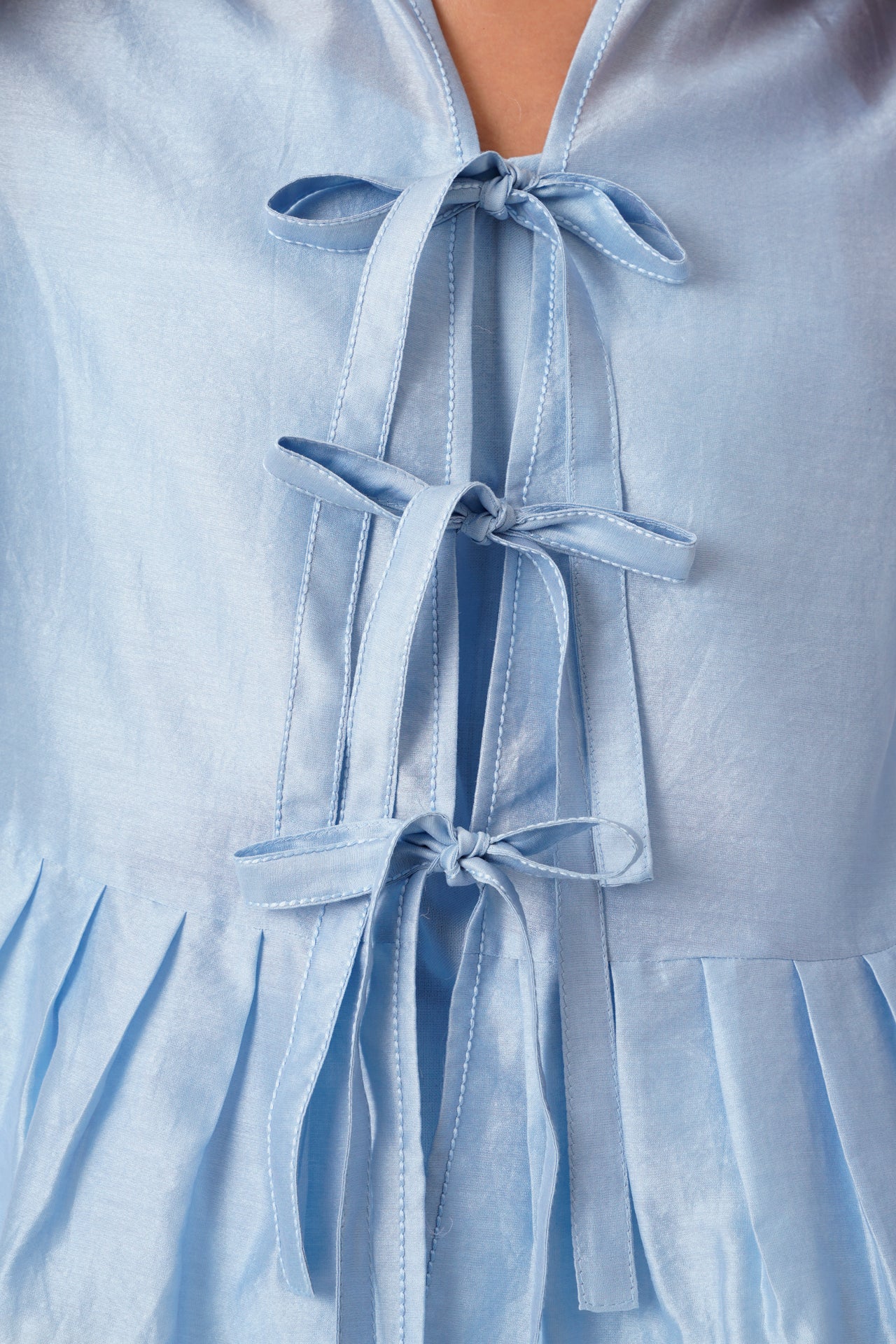 Ice Blue Toni Set Multi Knot Peplum Top with Slip & Pants