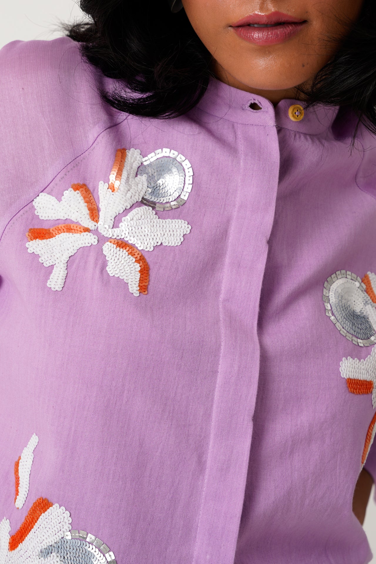 Lavender Zola Raglan Sleeve Crop Shirt & Ankle Pants