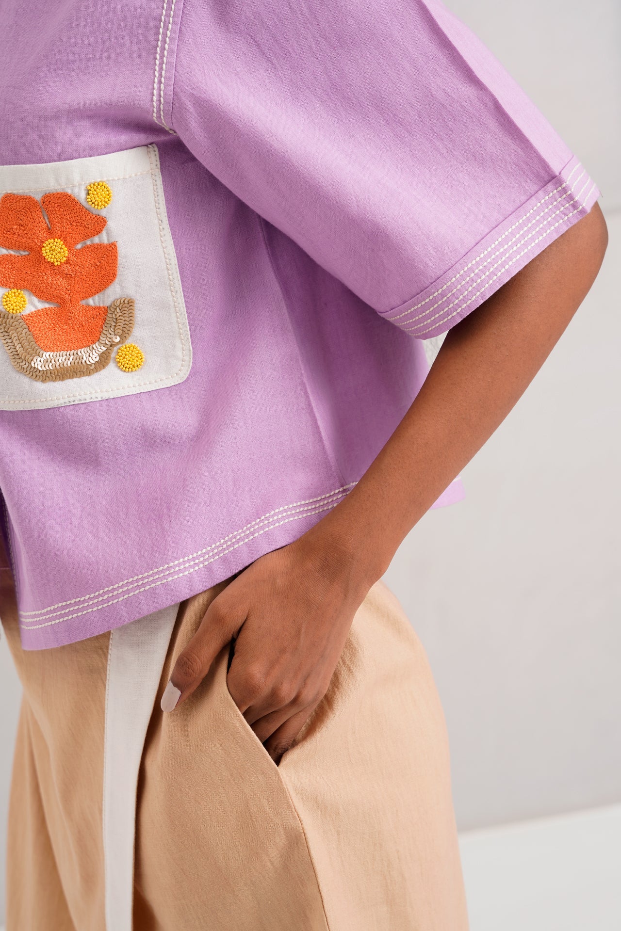 Romy & Tom Lavender Pocket Crop Top & Latte Skort