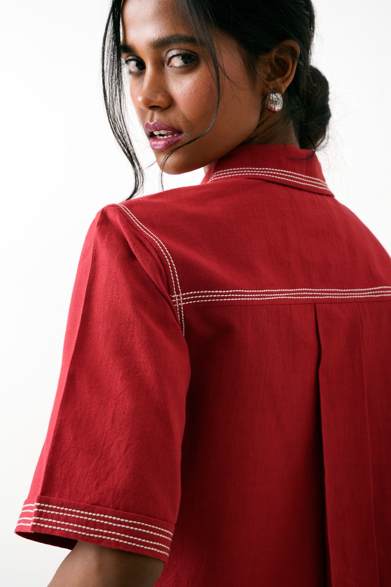 Blake & Tom Madder Red Pocket Crop Top & Latte Skort