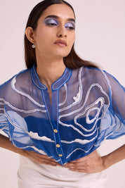 Riley Sheer Blue Organza Top & Pant Set