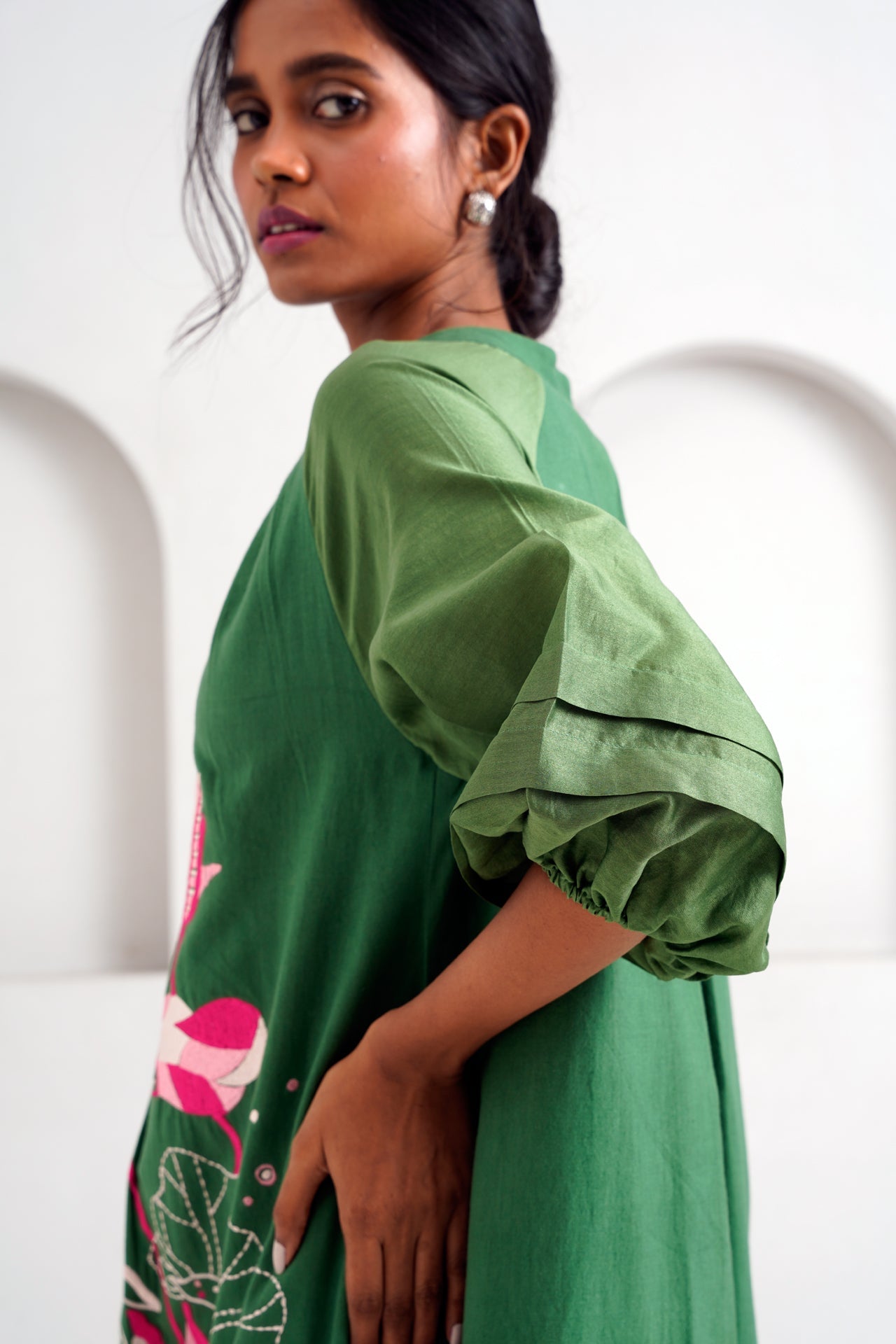 Pine Green Suvi Set  Embroidered Tunic & Pants