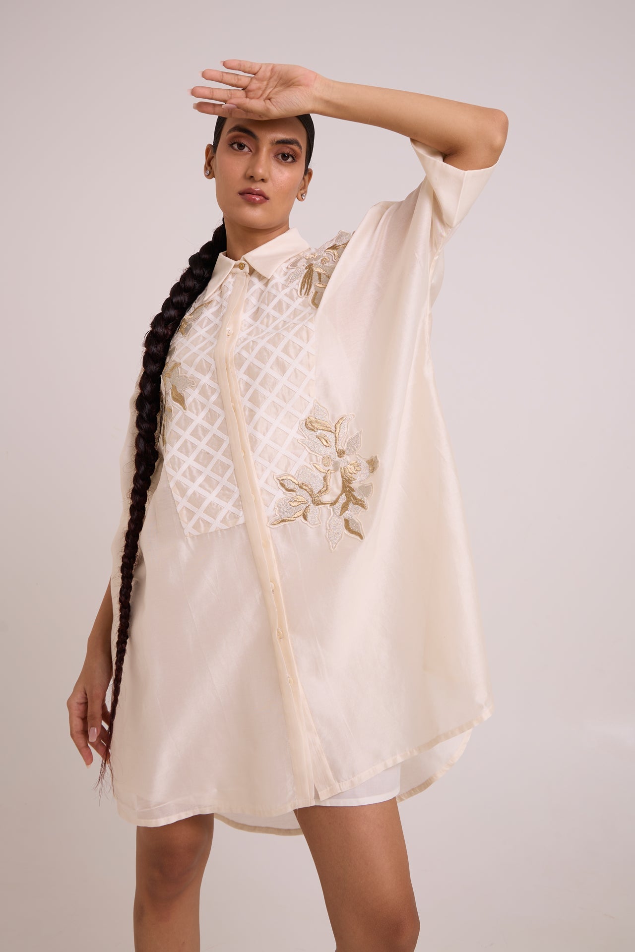Mimi Ivory Framed Shirt Dress