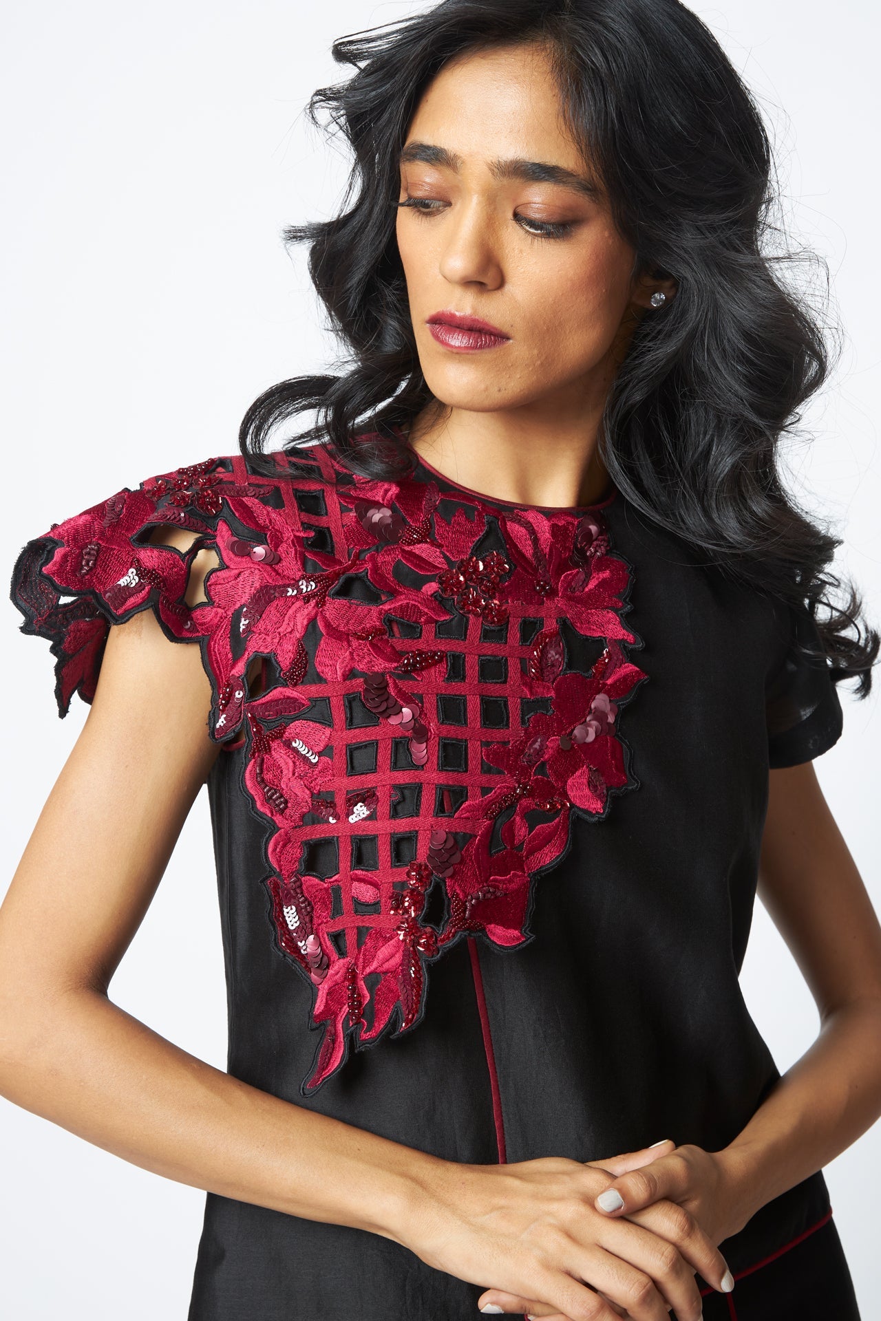 Monica Shoulder Bib Ladder Dress