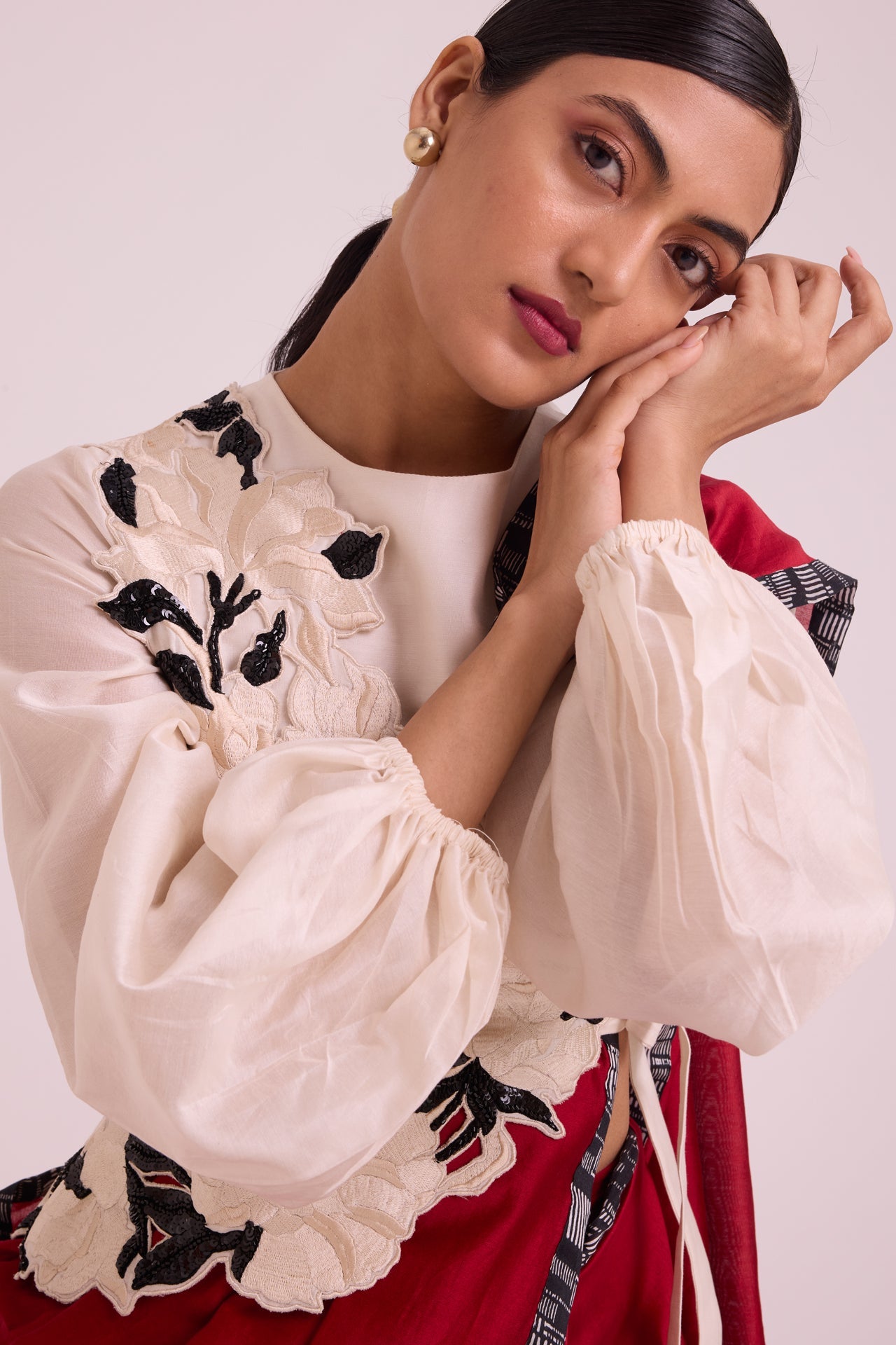 Manali Bishop Blouse With Pre-Draped Saree & Bib