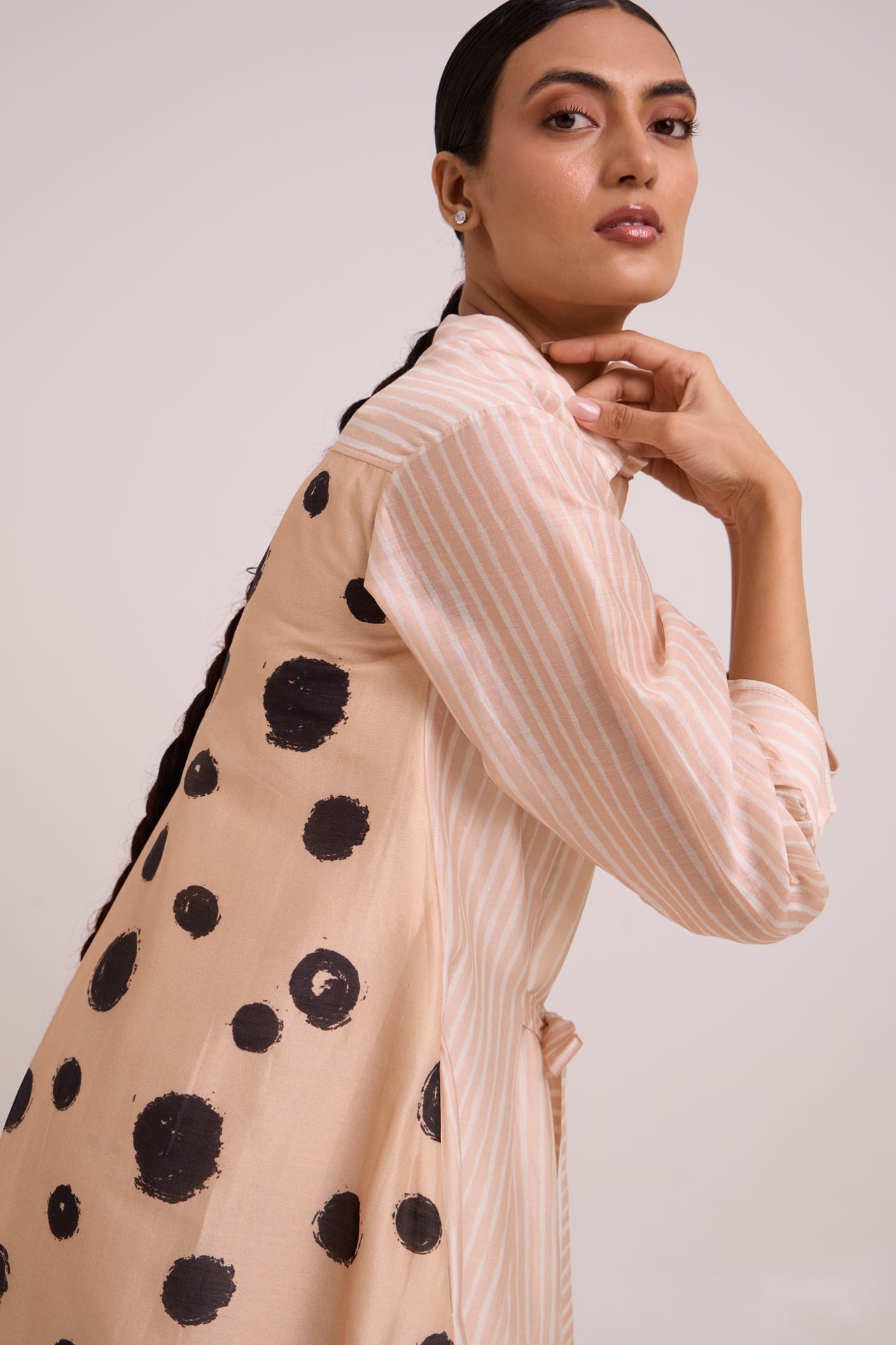 Philo Almond Burst Back Drop Shirt Dress