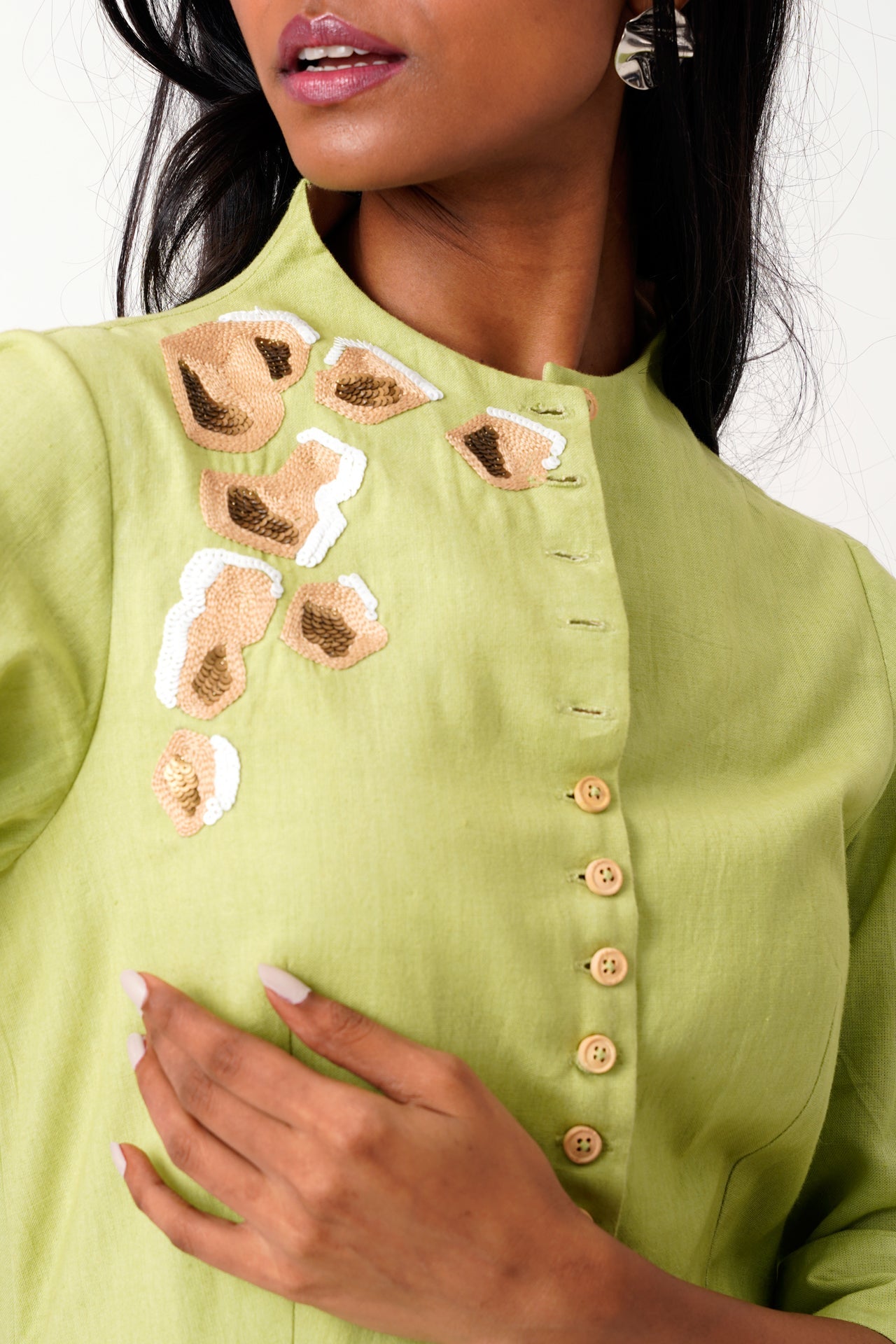 Spring Green Sierra Skirt Set  Peplum Top & Tapered Skirt