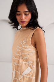 Latte Chase Midtown Midi Dress in Hand Embroidery