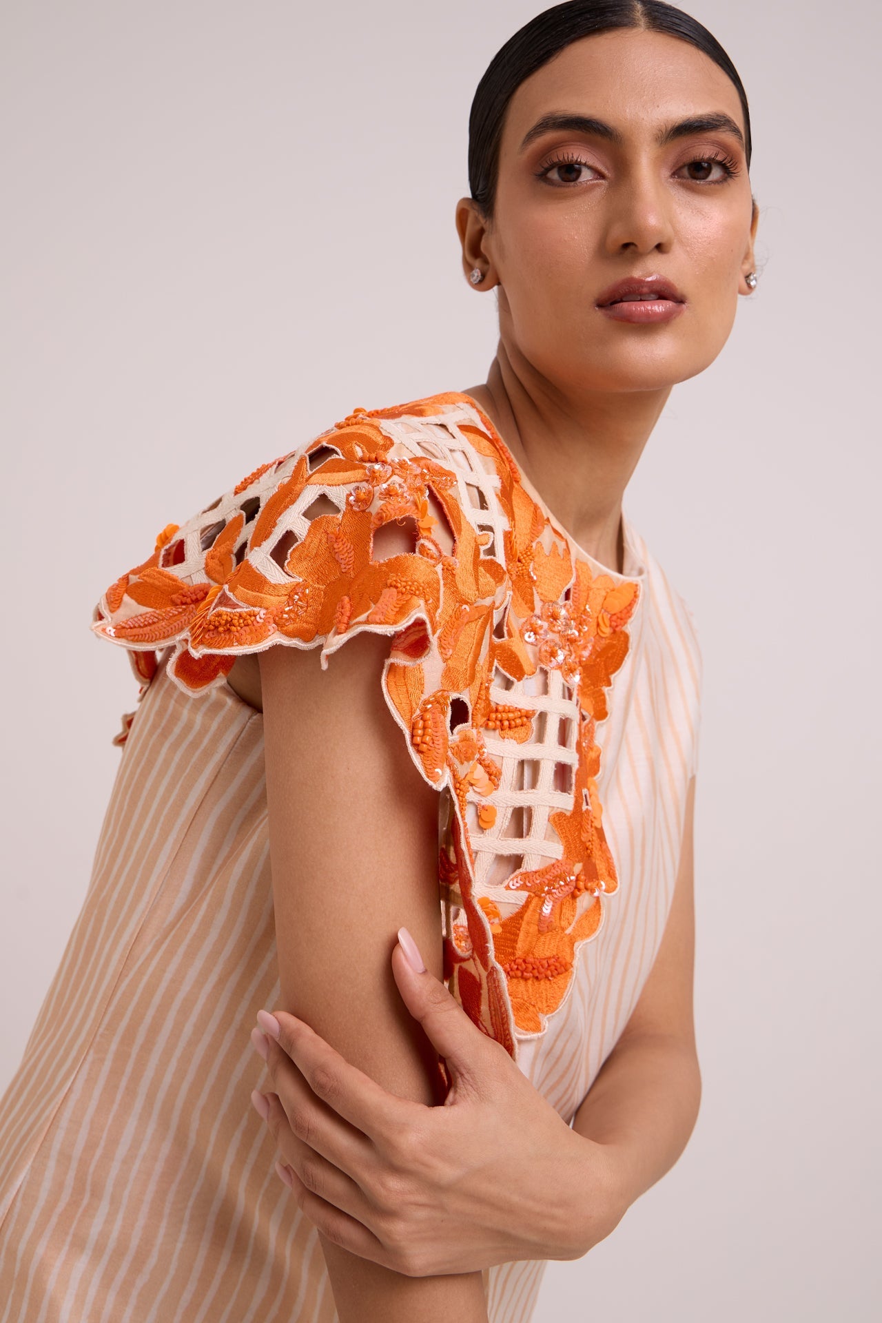 Kayo Sunset & Almond Cutwork Short Dress