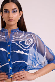 Riley Sheer Blue Organza Top & Pant Set