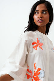 Ivory Zola Raglan Sleeve Crop Shirt & Shorts