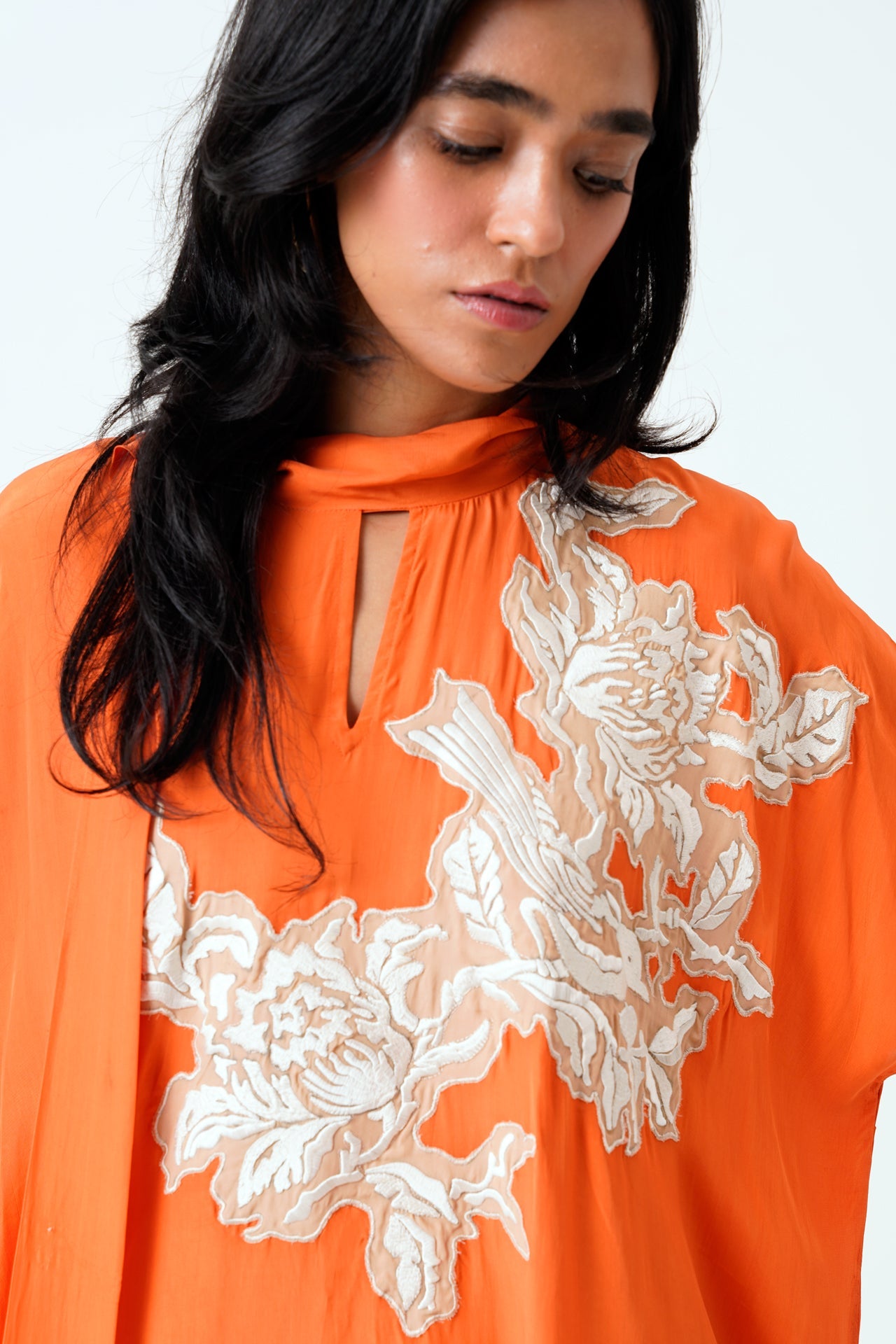 Sunset Orange Nante Scarf Kaftan Dress