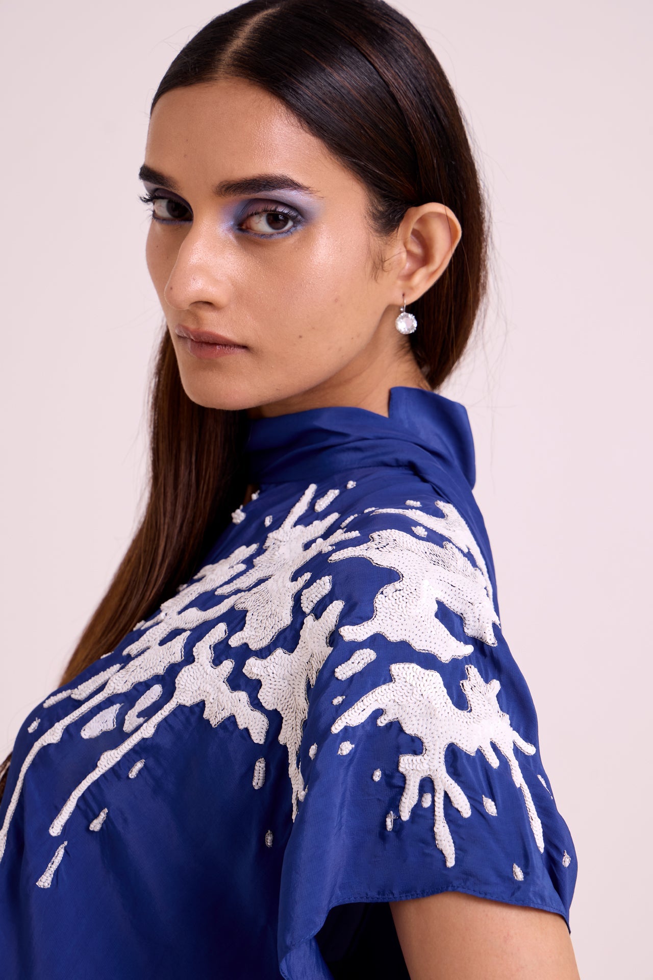 Ray Electric Blue Neck Scarf Kaftan