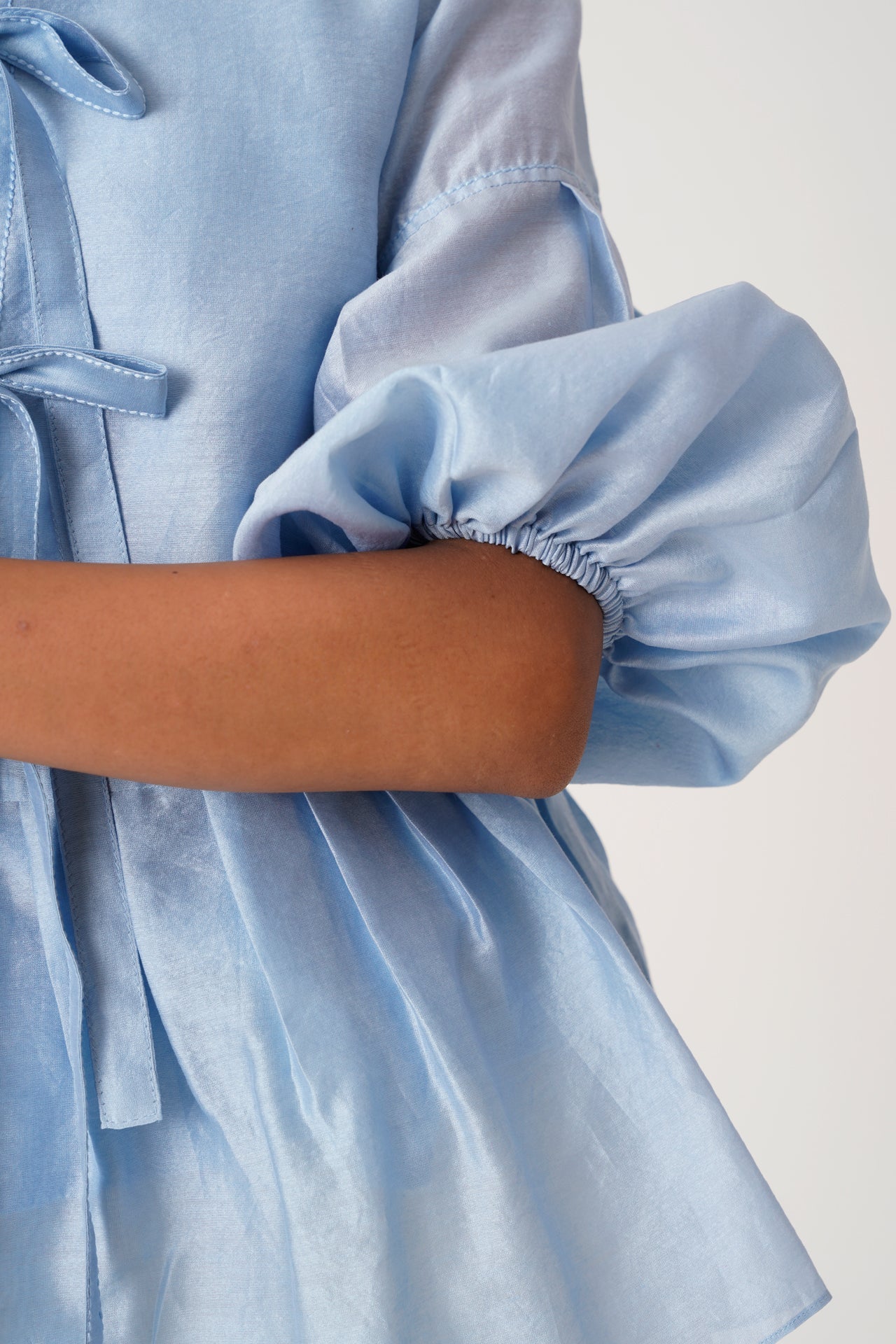 Ice Blue Toni Set Multi Knot Peplum Top with Slip & Pants