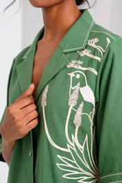 Pine Green Taiwo Embroidered Shirt Dress