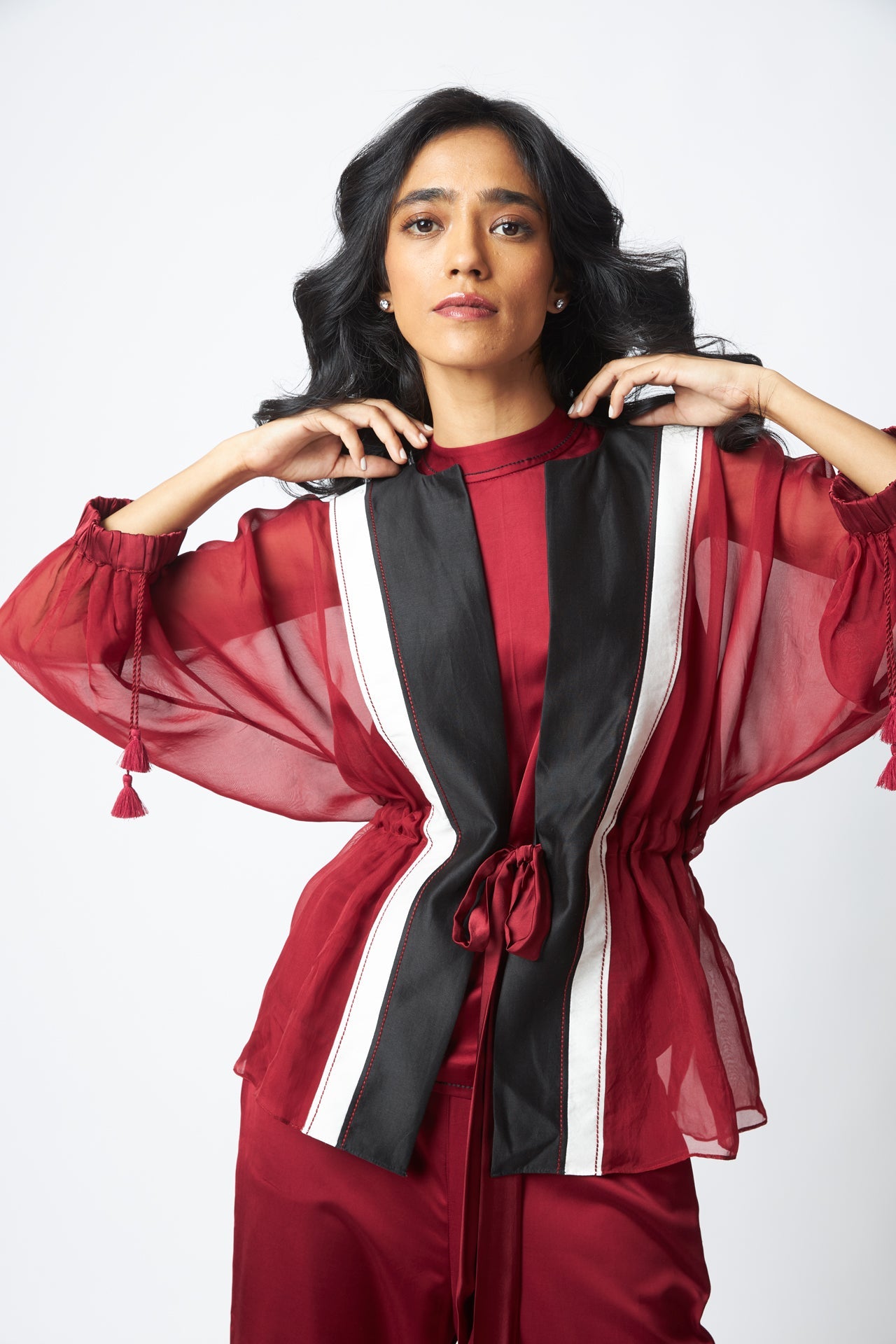 Carla Sheer Tie up Jacket & Pants
