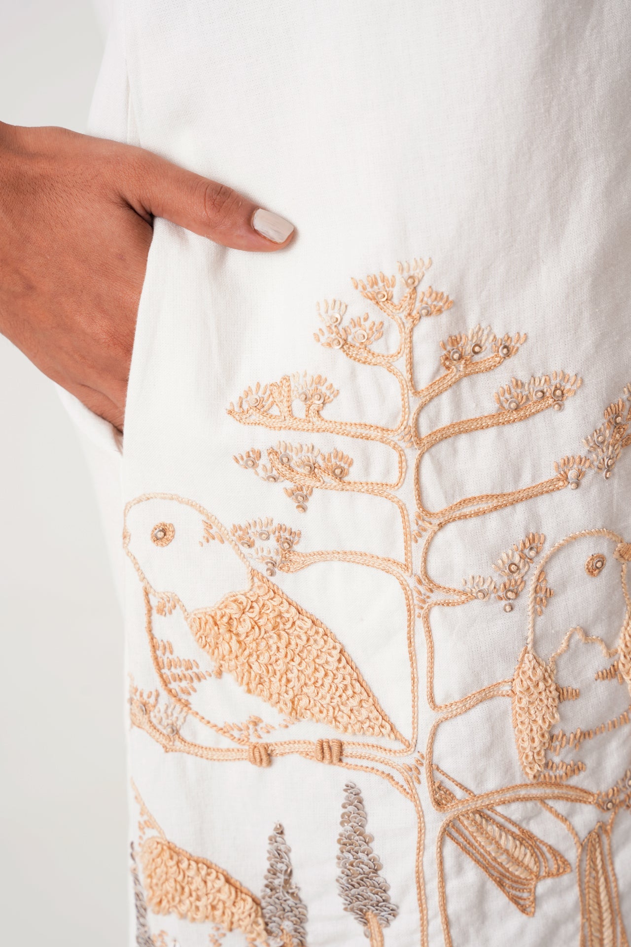 White Taiwo Embroidered Shirt Dress