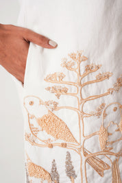 White Taiwo Embroidered Shirt Dress